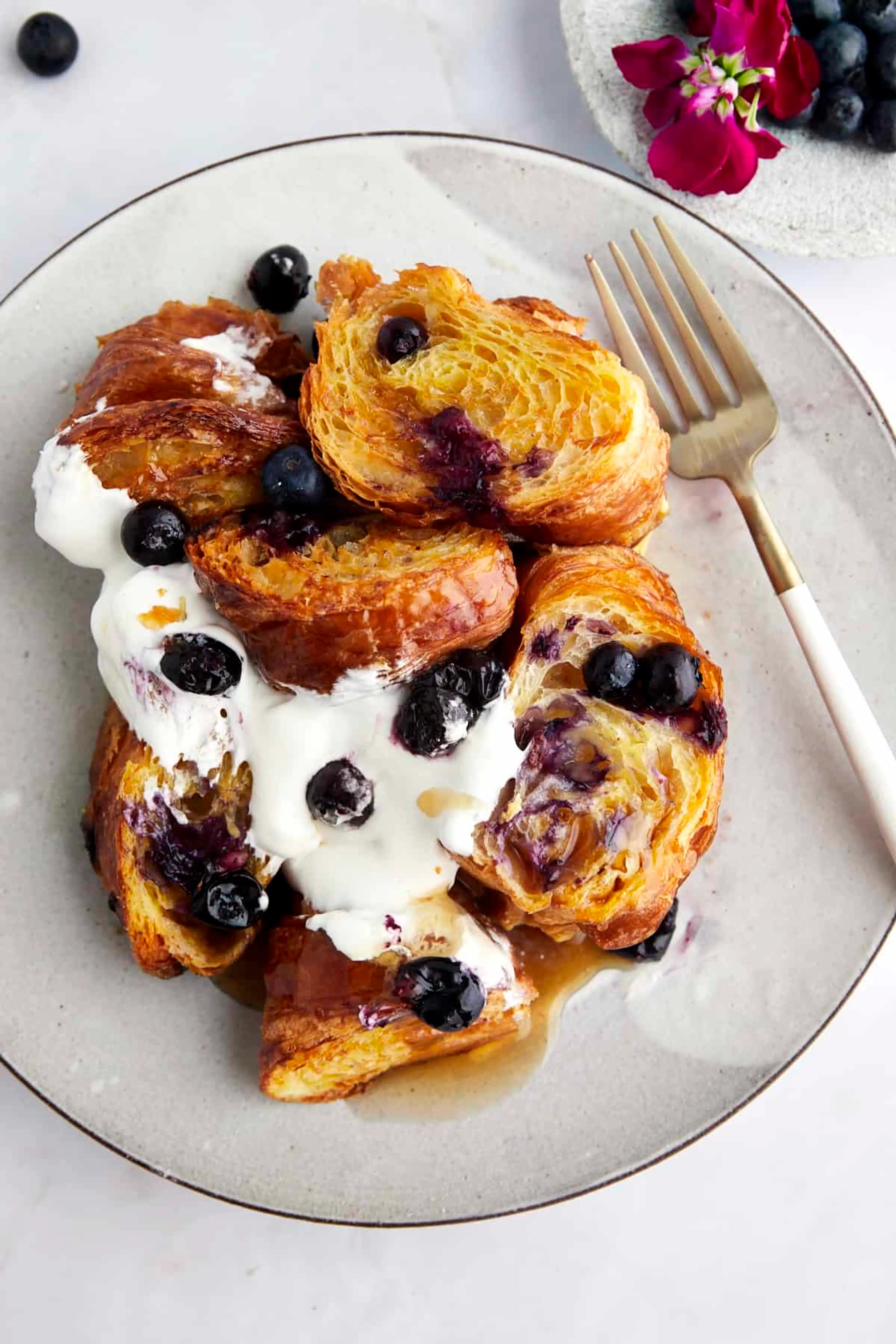 Croissant Blueberry French Toast Casserole Bake Recipe