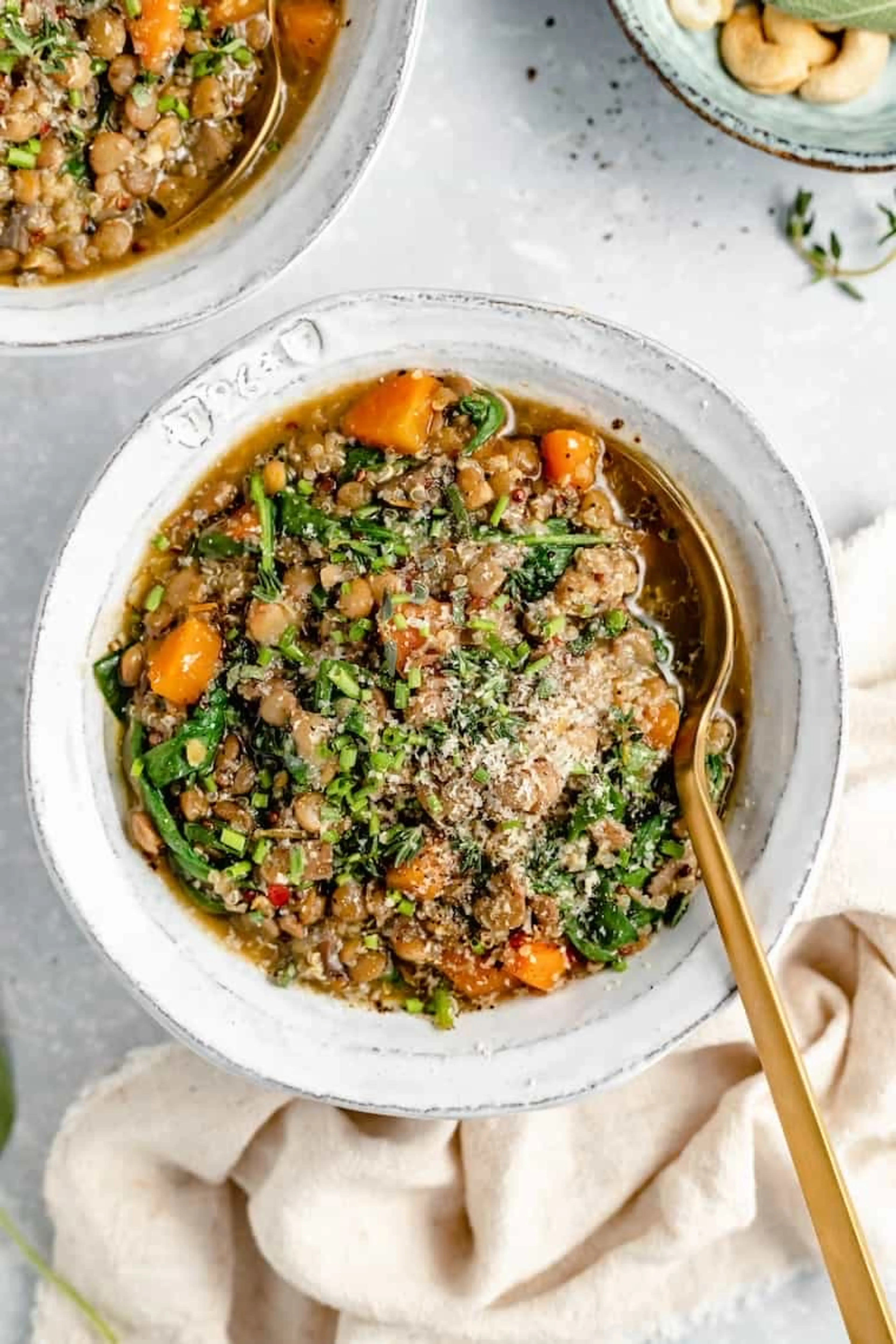 One-Pot Lentils + Quinoa with Spinach