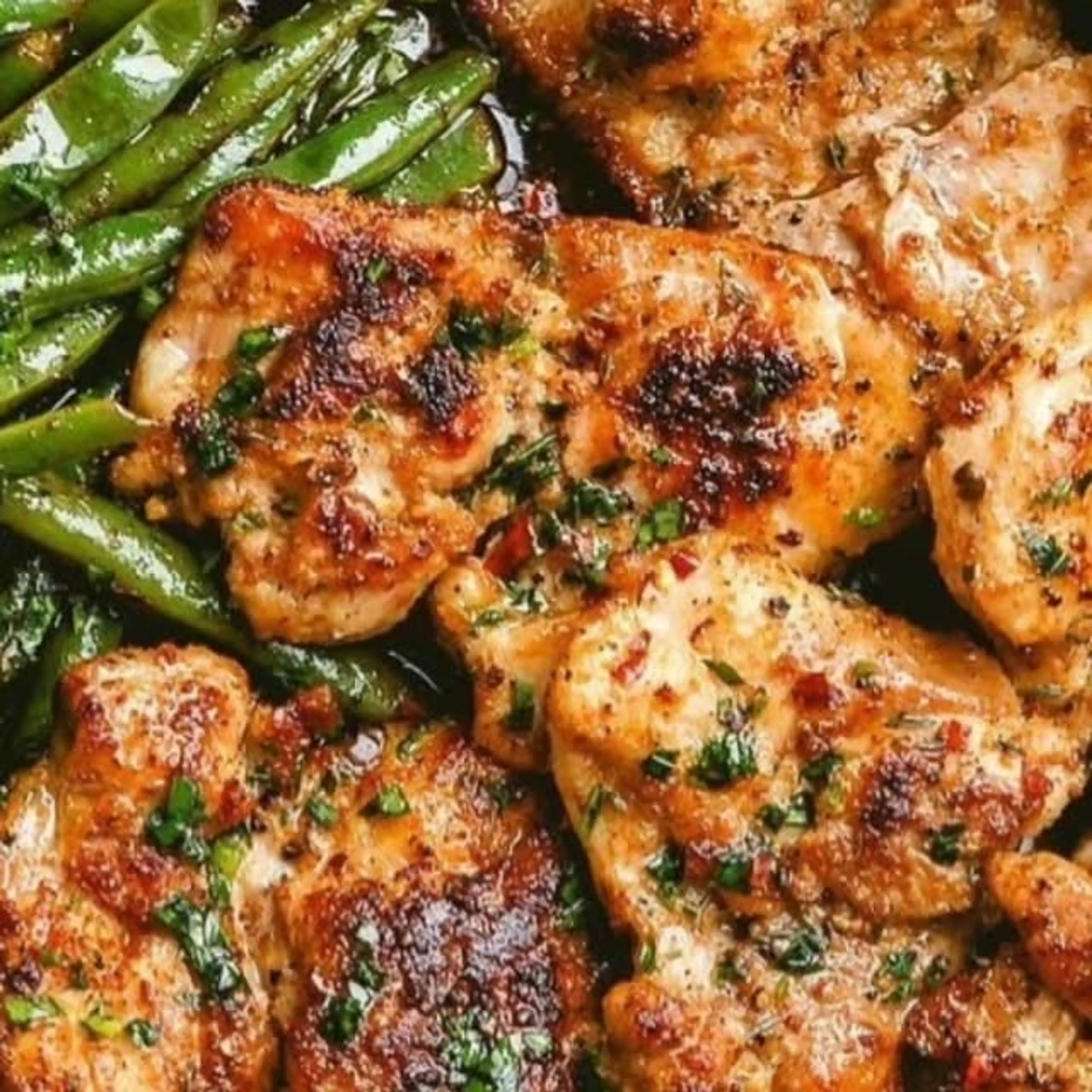 Lemon Garlic Butter Chicken and Green Bean Skillet