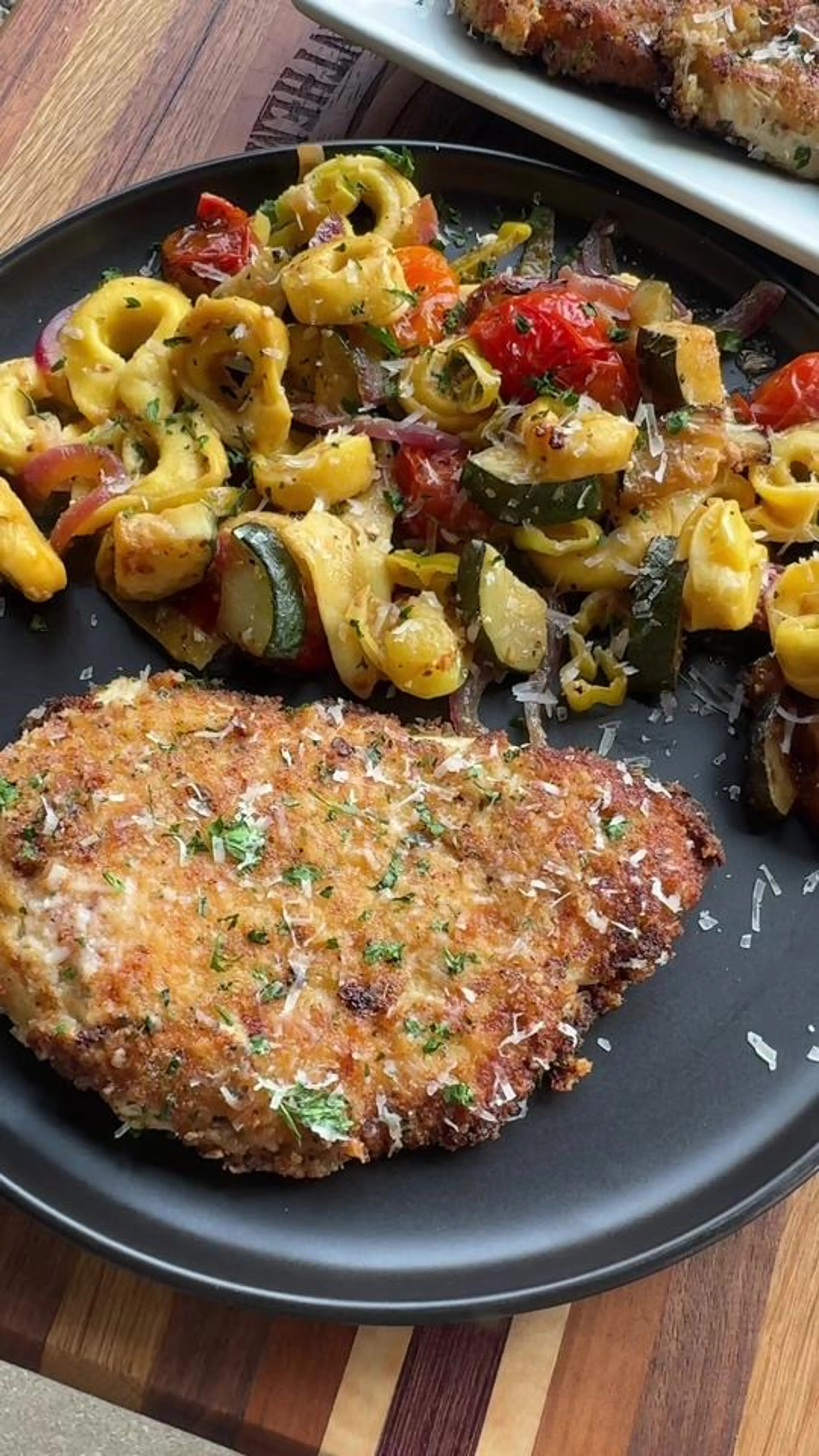 Parmesan Garlic Chicken with Tortellini and Veggies