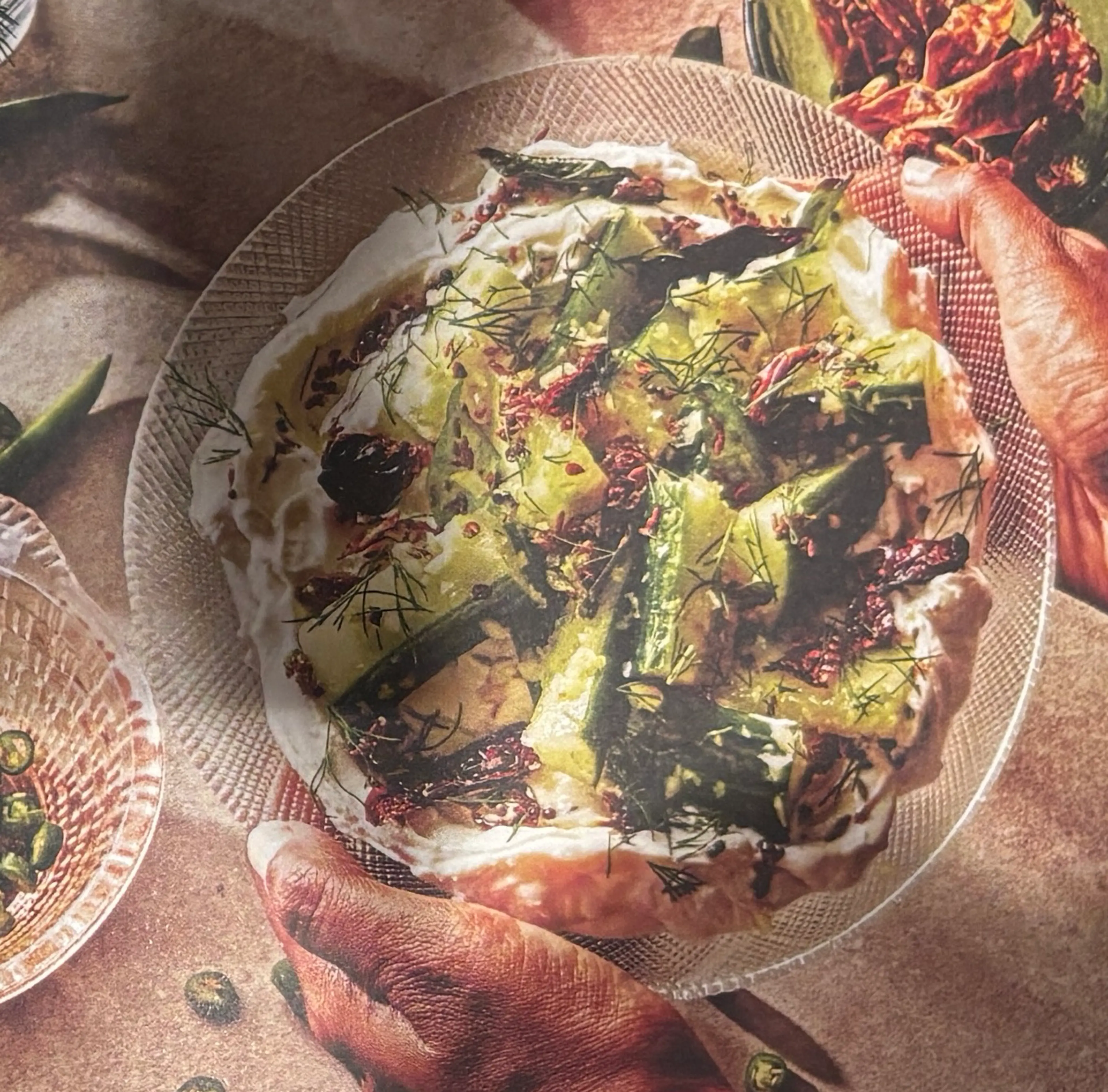 Cucumber sambol with salted spiced mor yoghurt