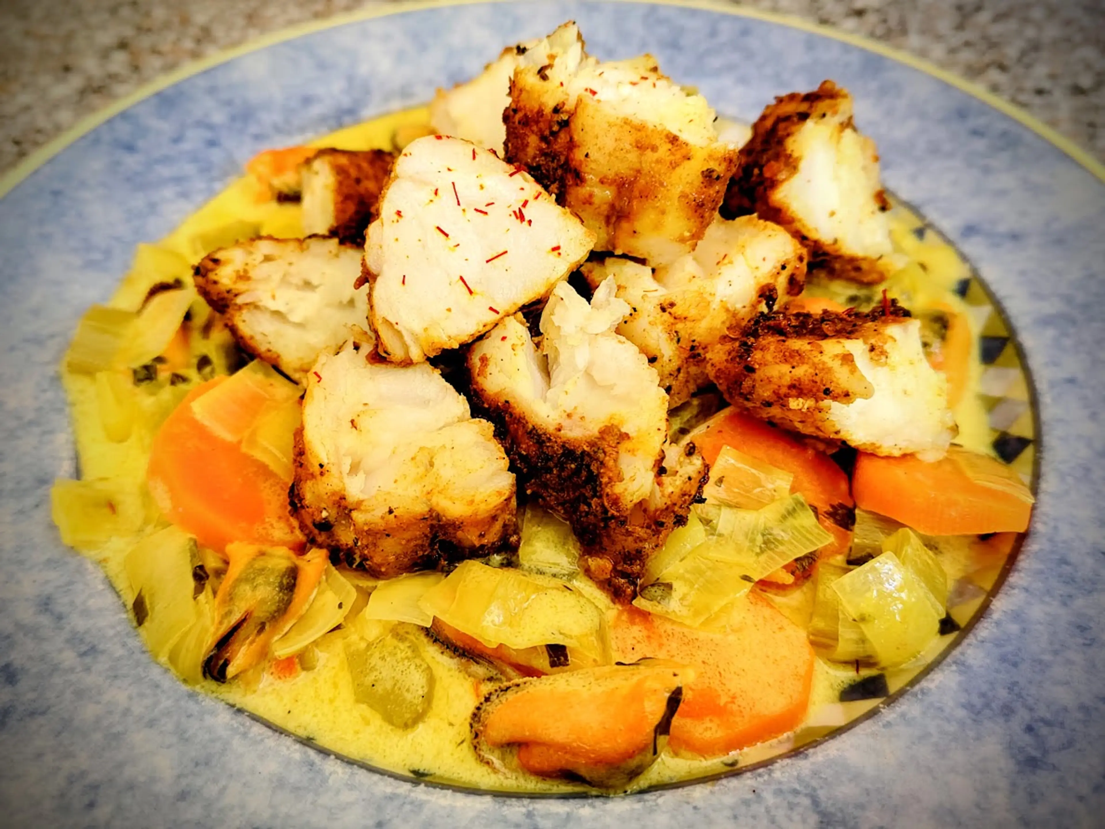 Monkfish with a Curried Mussel Broth