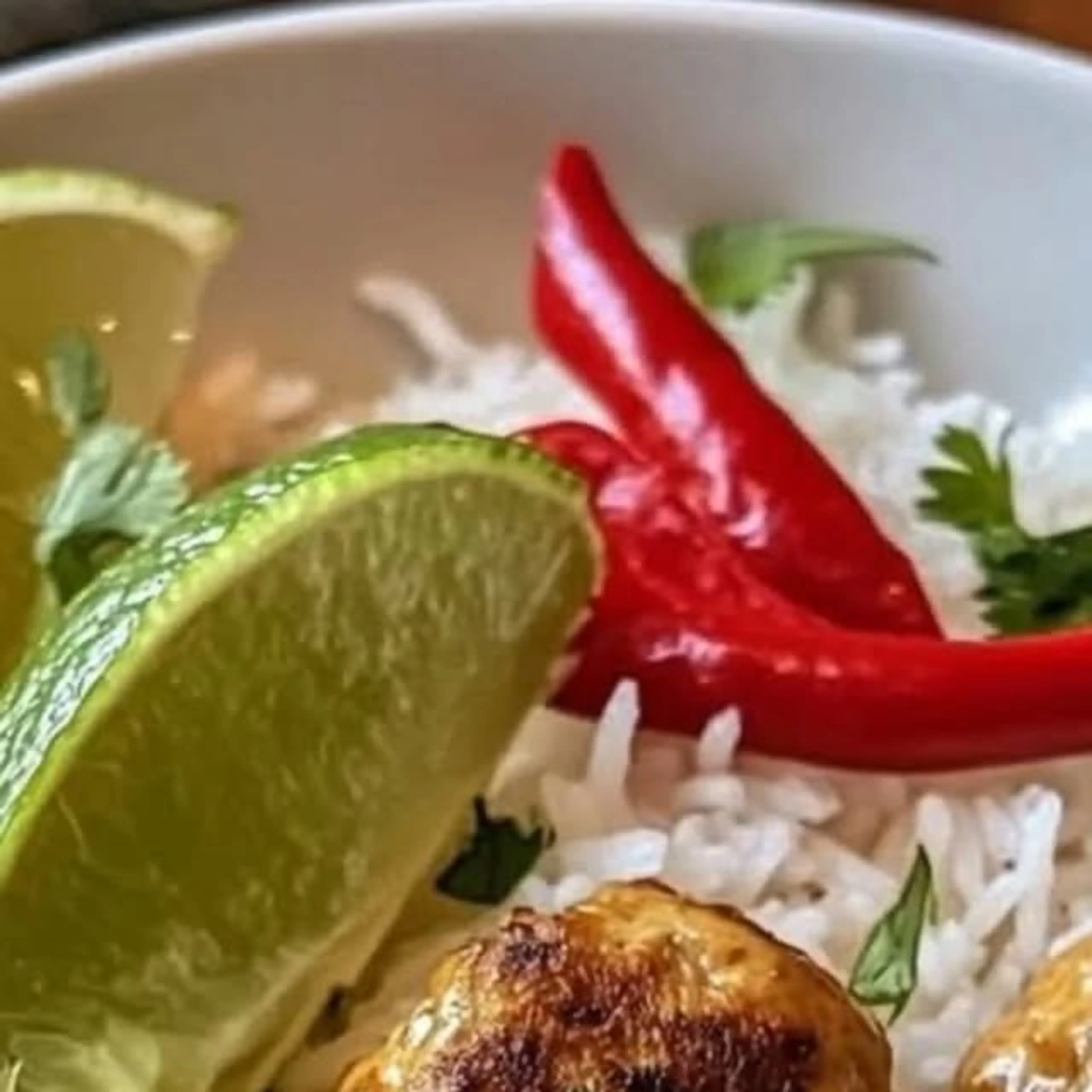 Fragrant Thai Chicken Meatballs in Coconut Curry Sauce