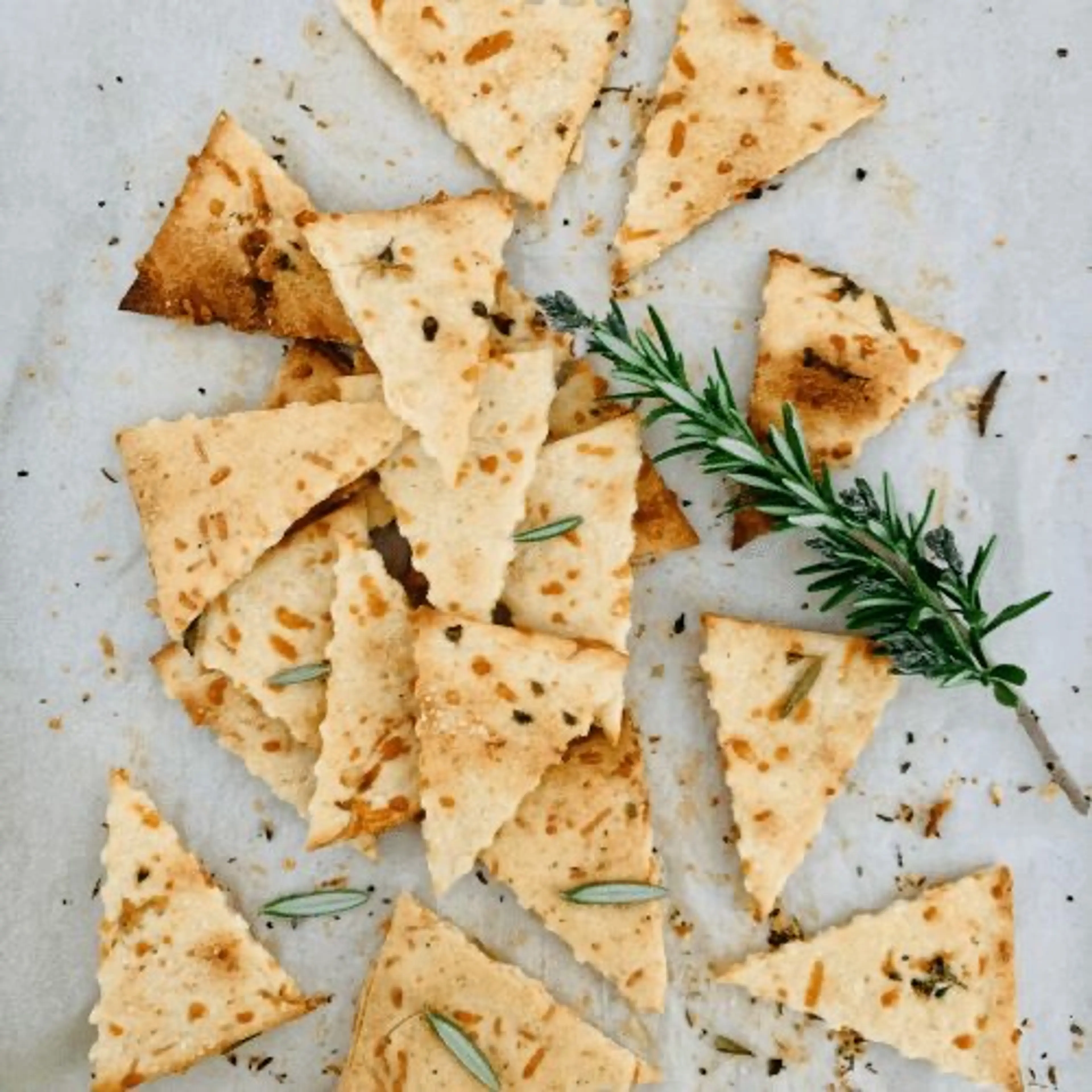 Sourdough Discard Crackers with Rosemary + Parmesan Cheese