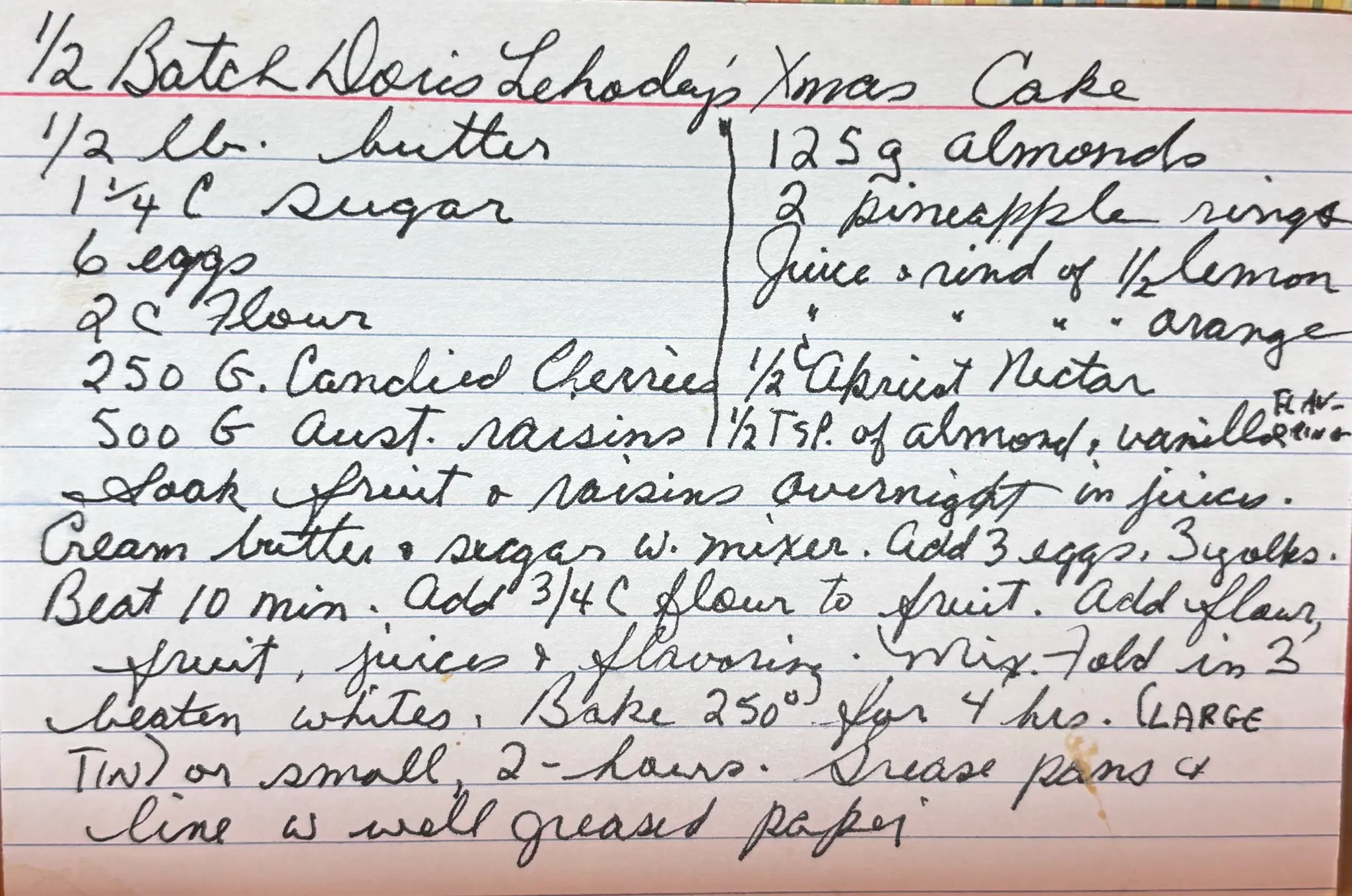 1/2 Batch Doris Lehody's Xmas Cake