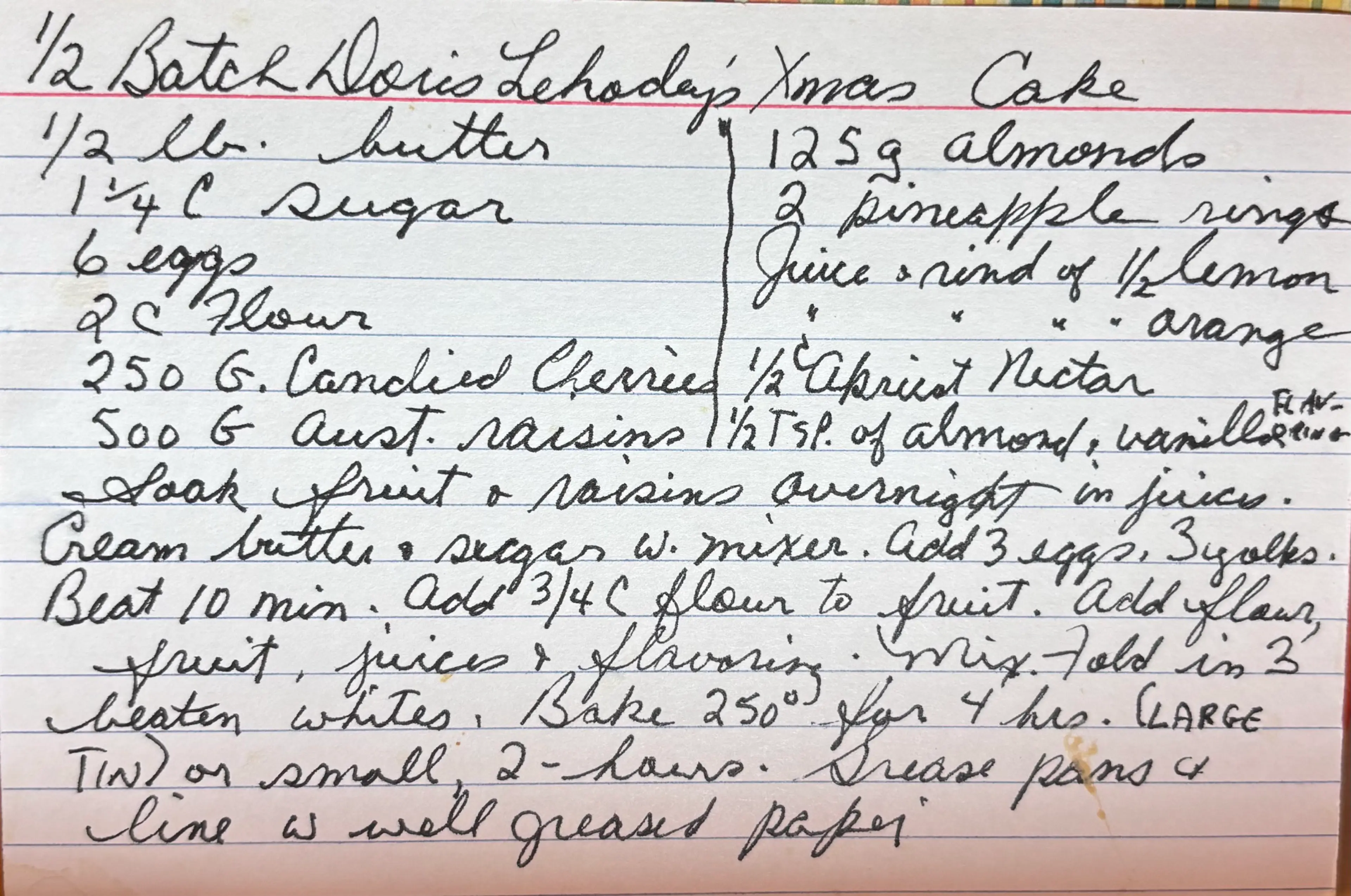 1/2 Batch Doris Lehody's Xmas Cake