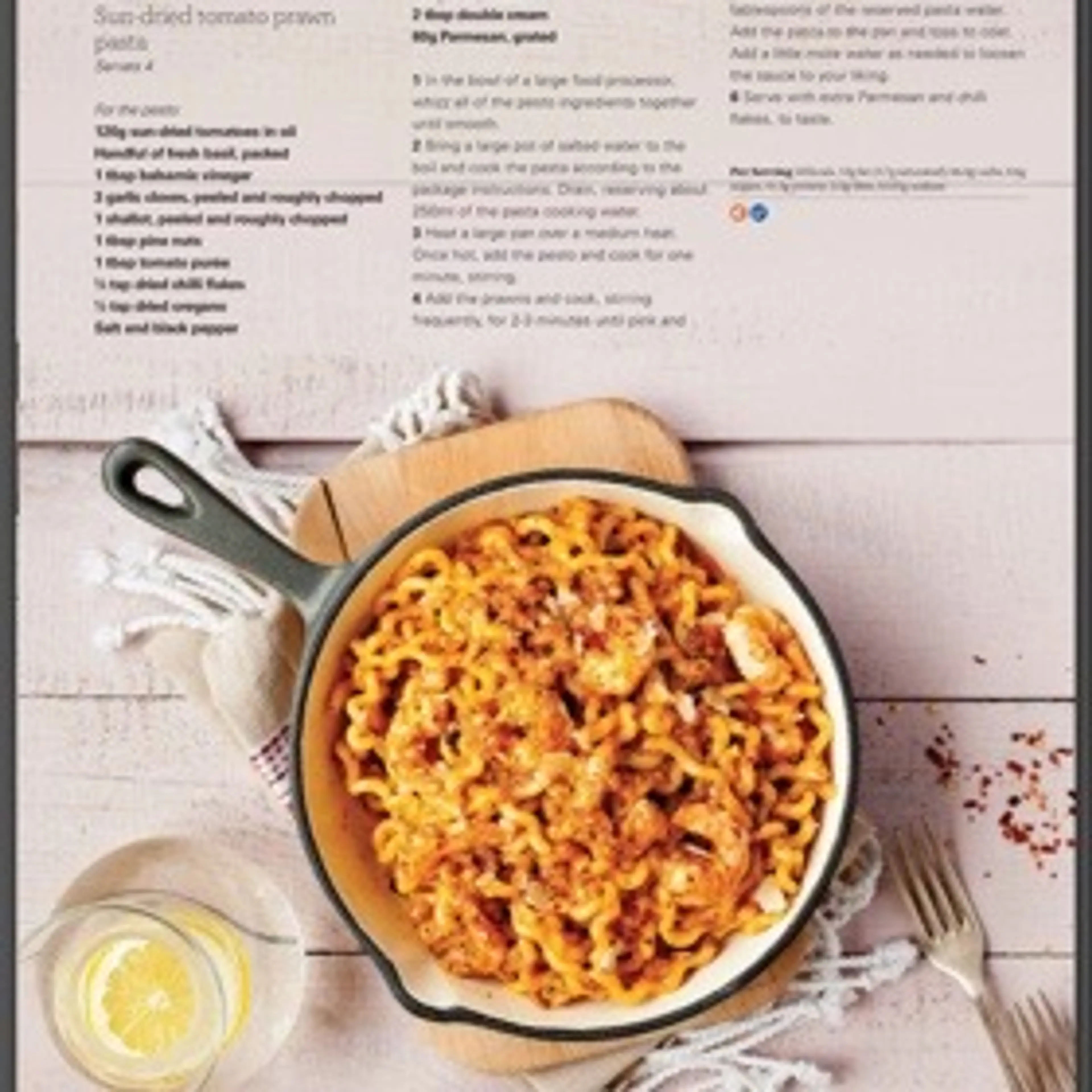 Sun-dried tomato prawn pasta