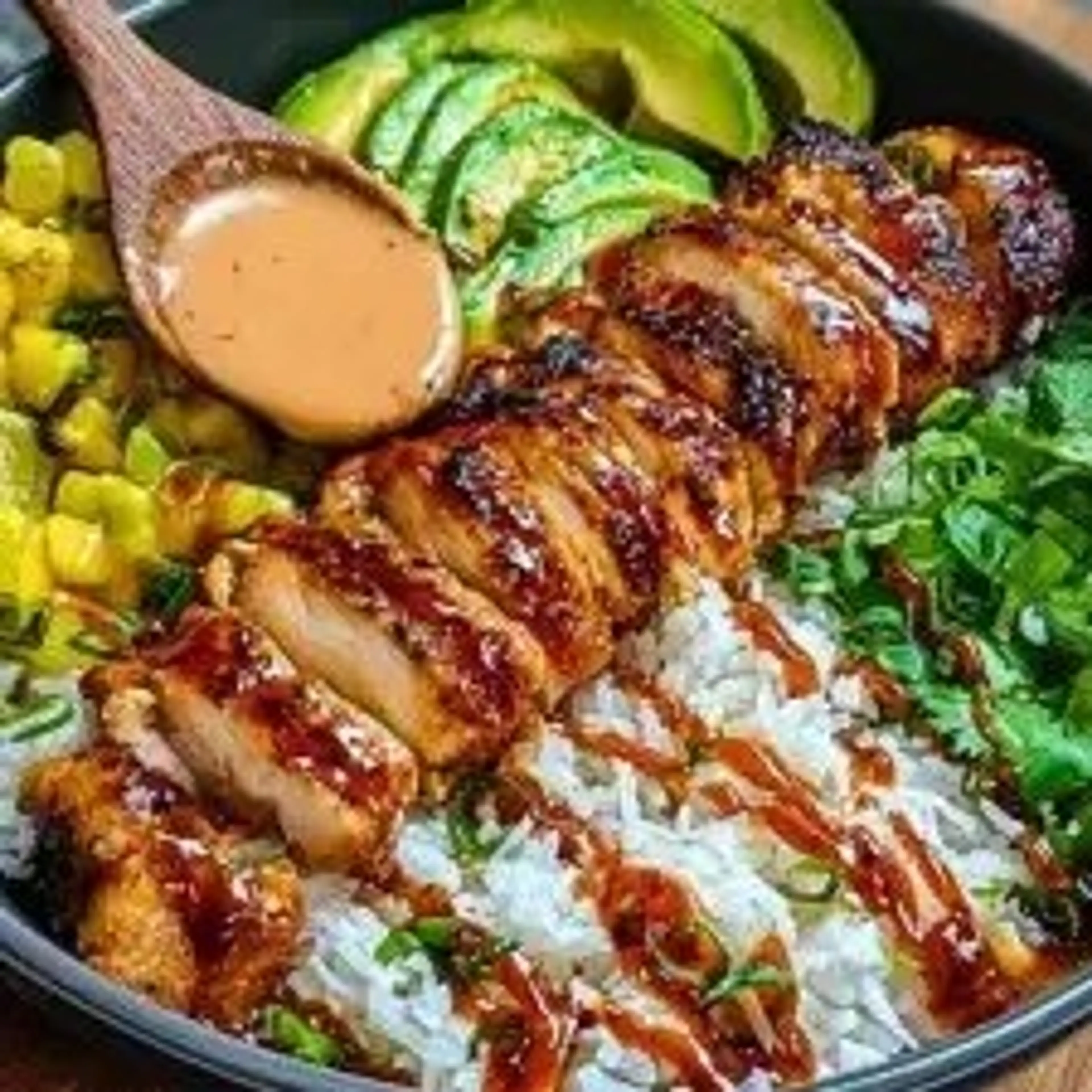 Sweet Chili Chicken Bowl with Coconut Lime Drizzle