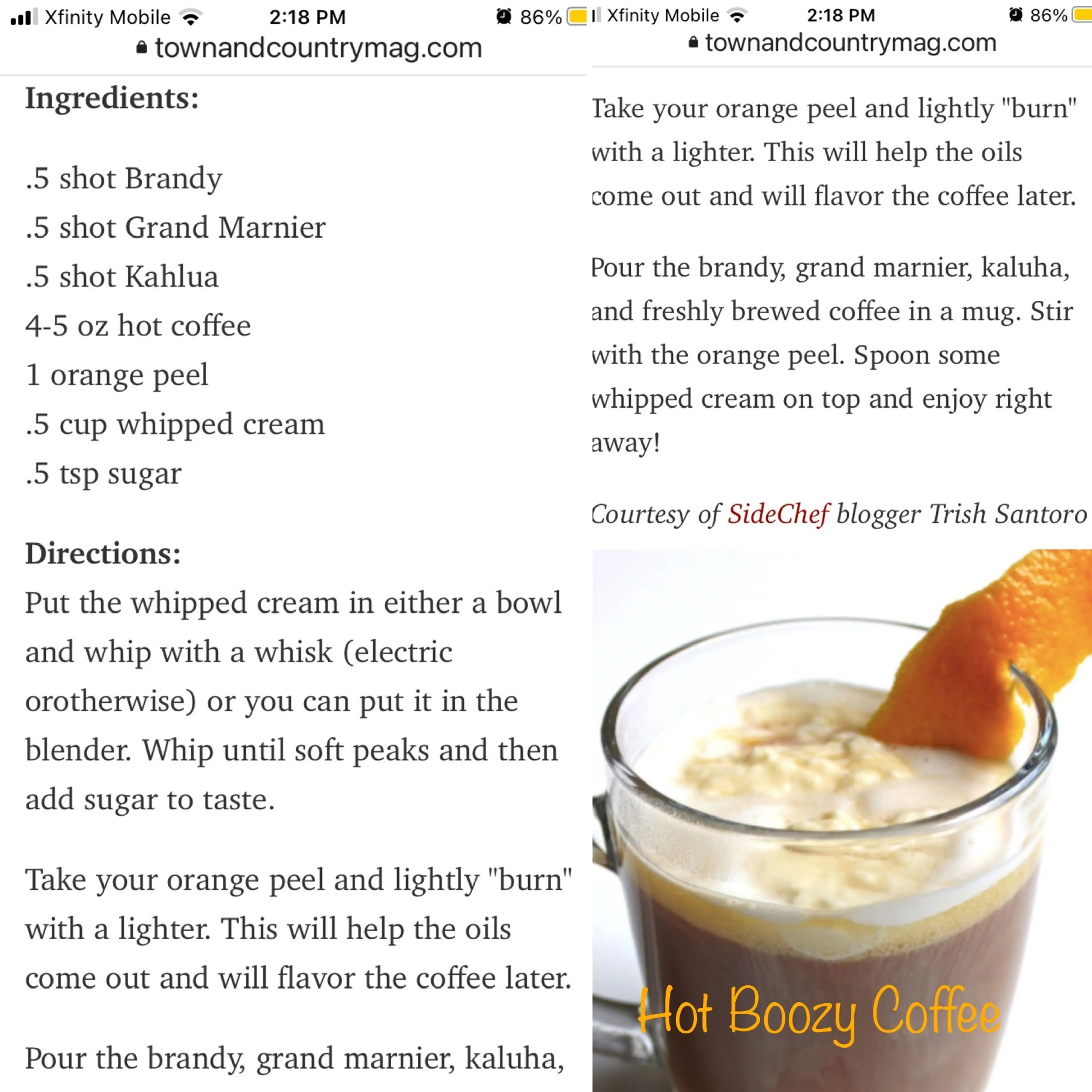 Hot Boozy Coffee