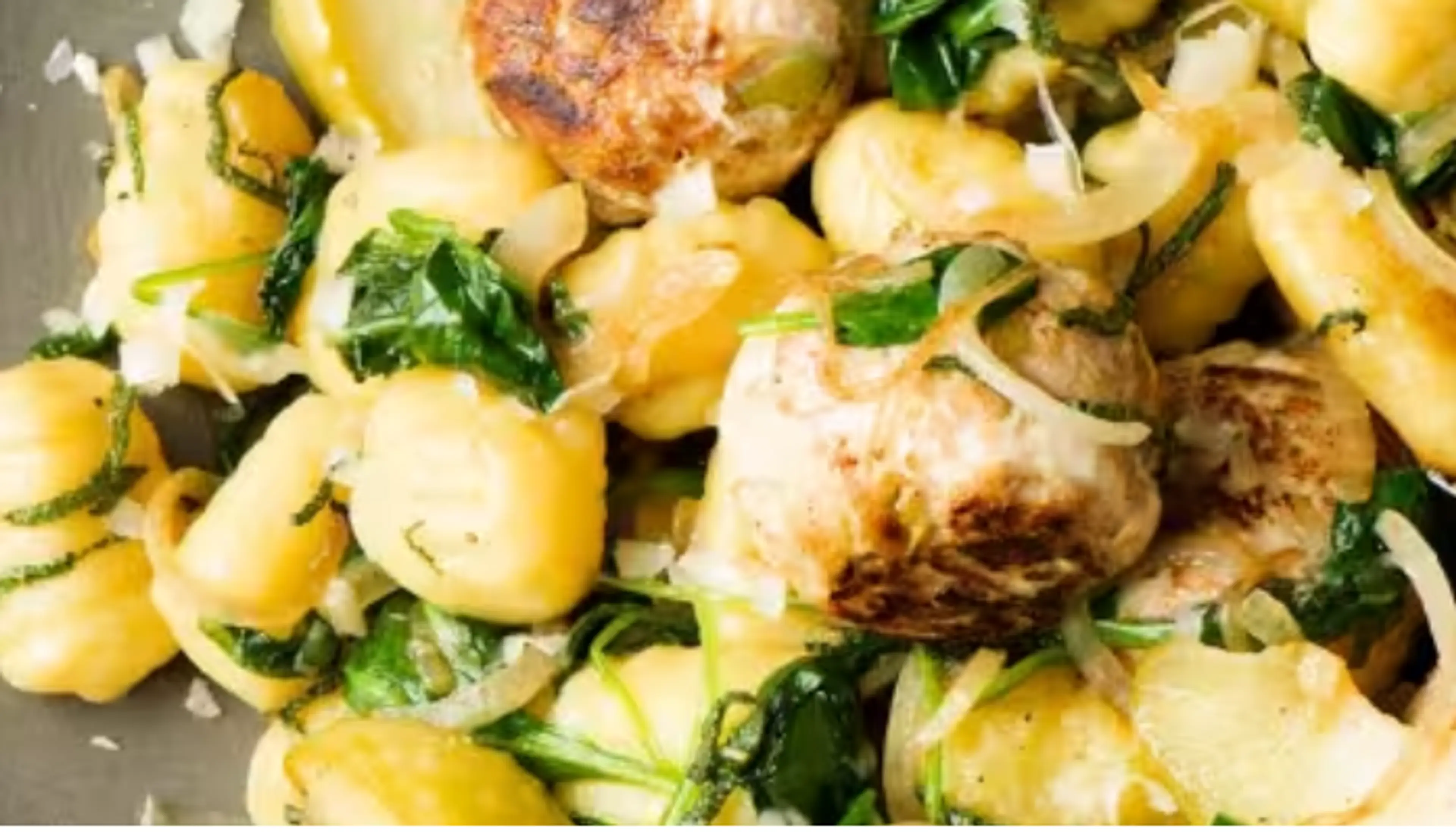 Chicken Meatballs & Gnocchi with Sage, Apple, and Parmesan