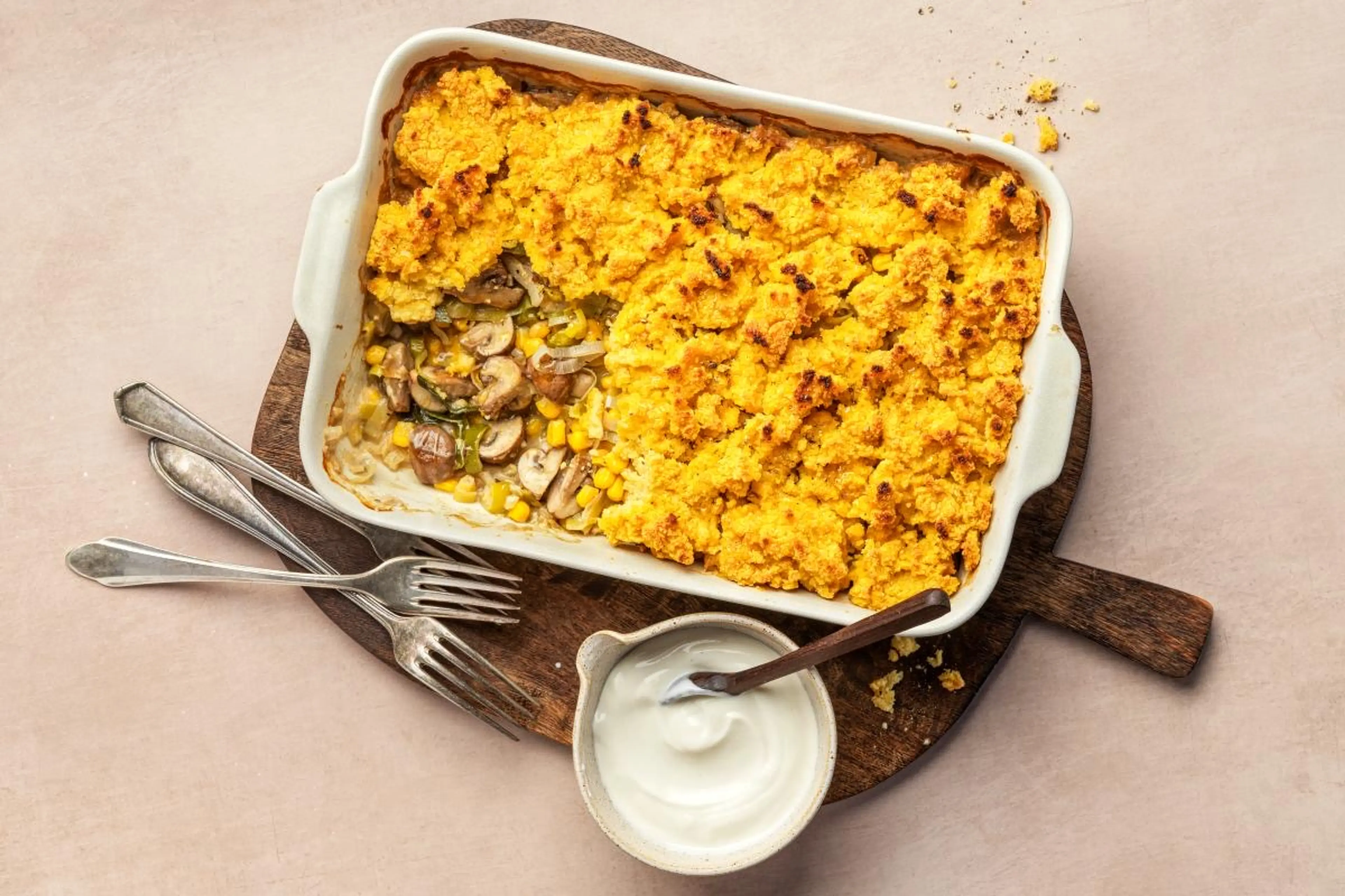 Tamales-Gratin mit Pilzen