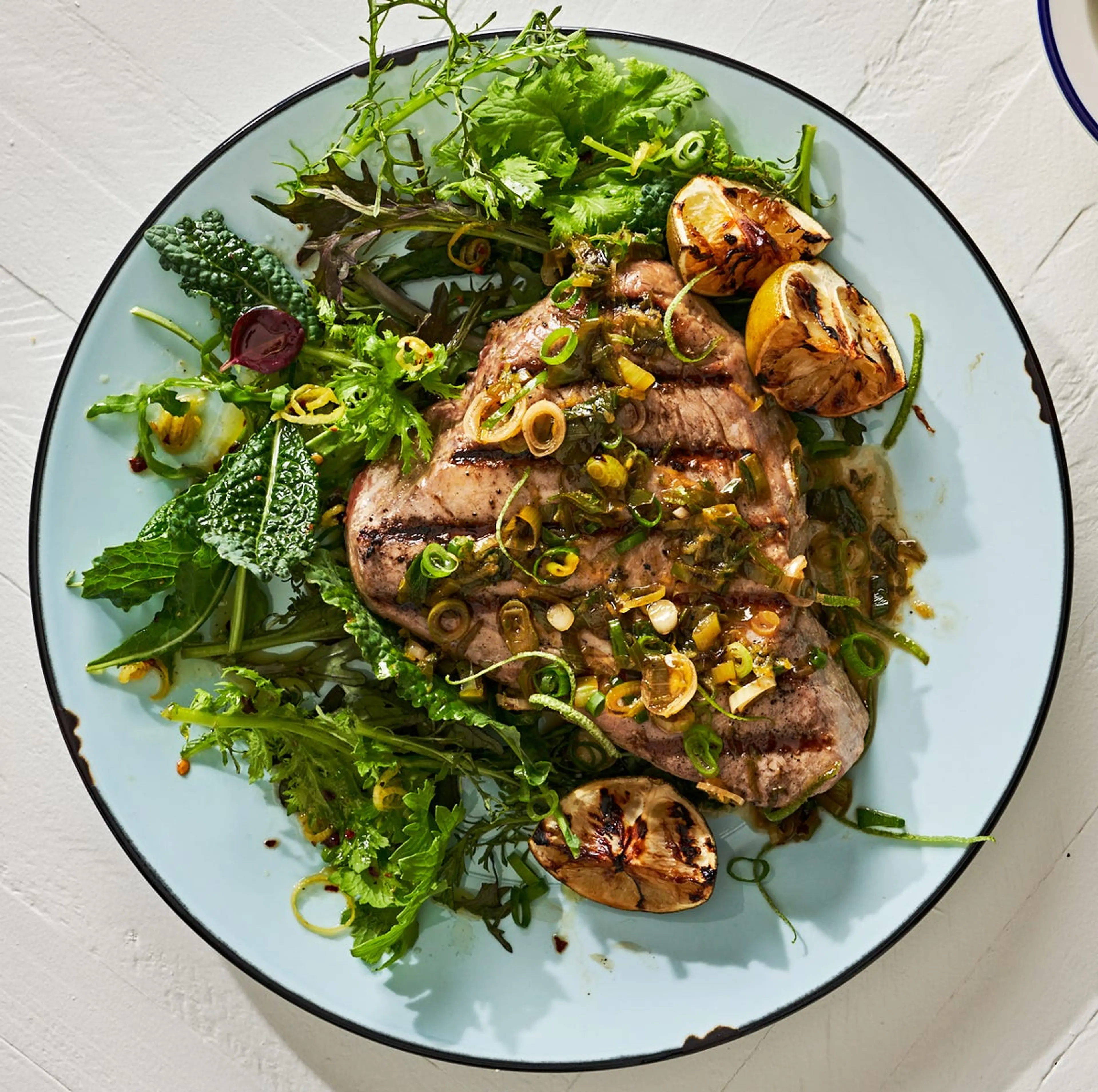 Grilled Tuna Steak with Scallion Sauce