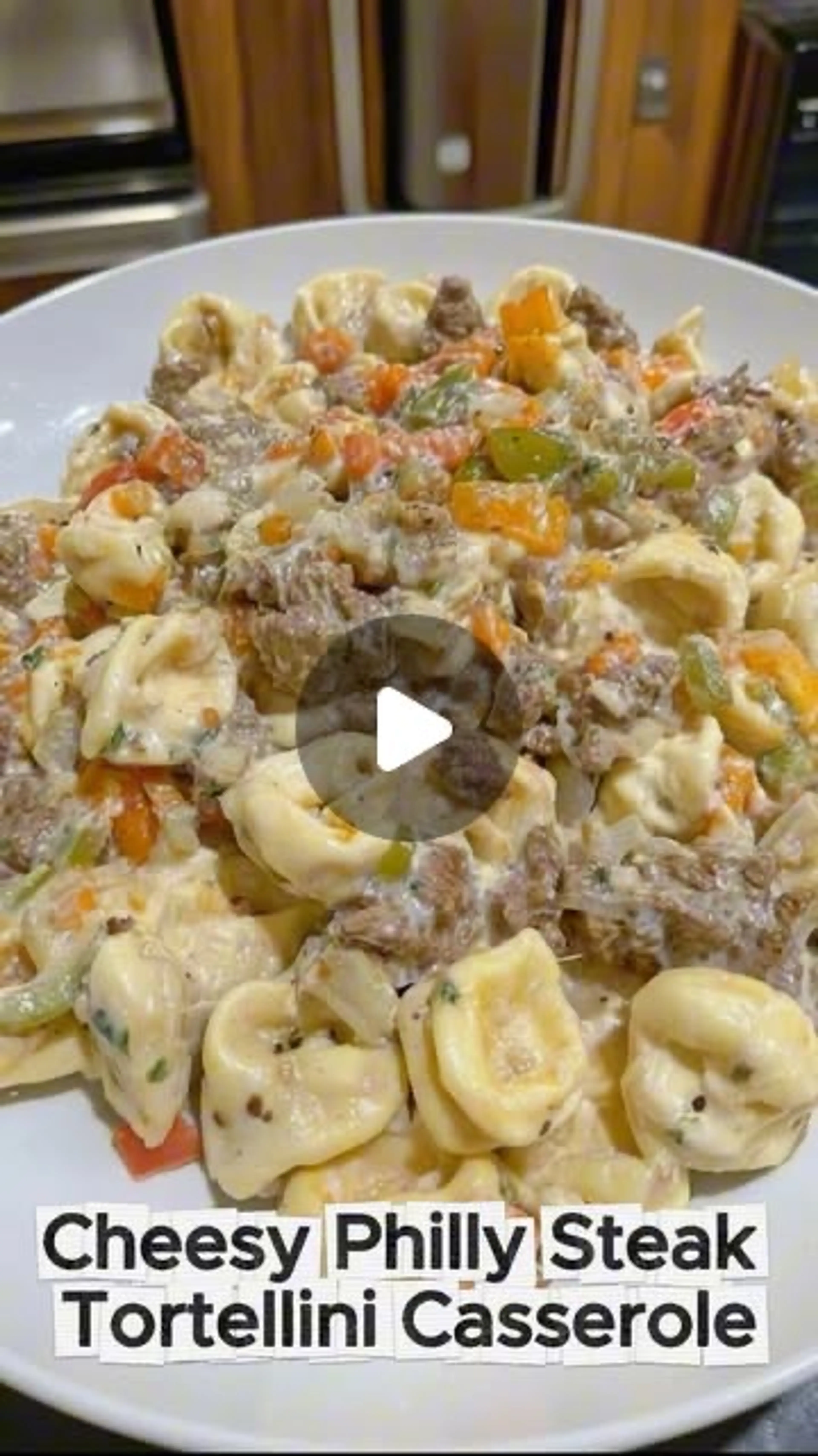 Cheesy Philly Steak Tortellini Casserole