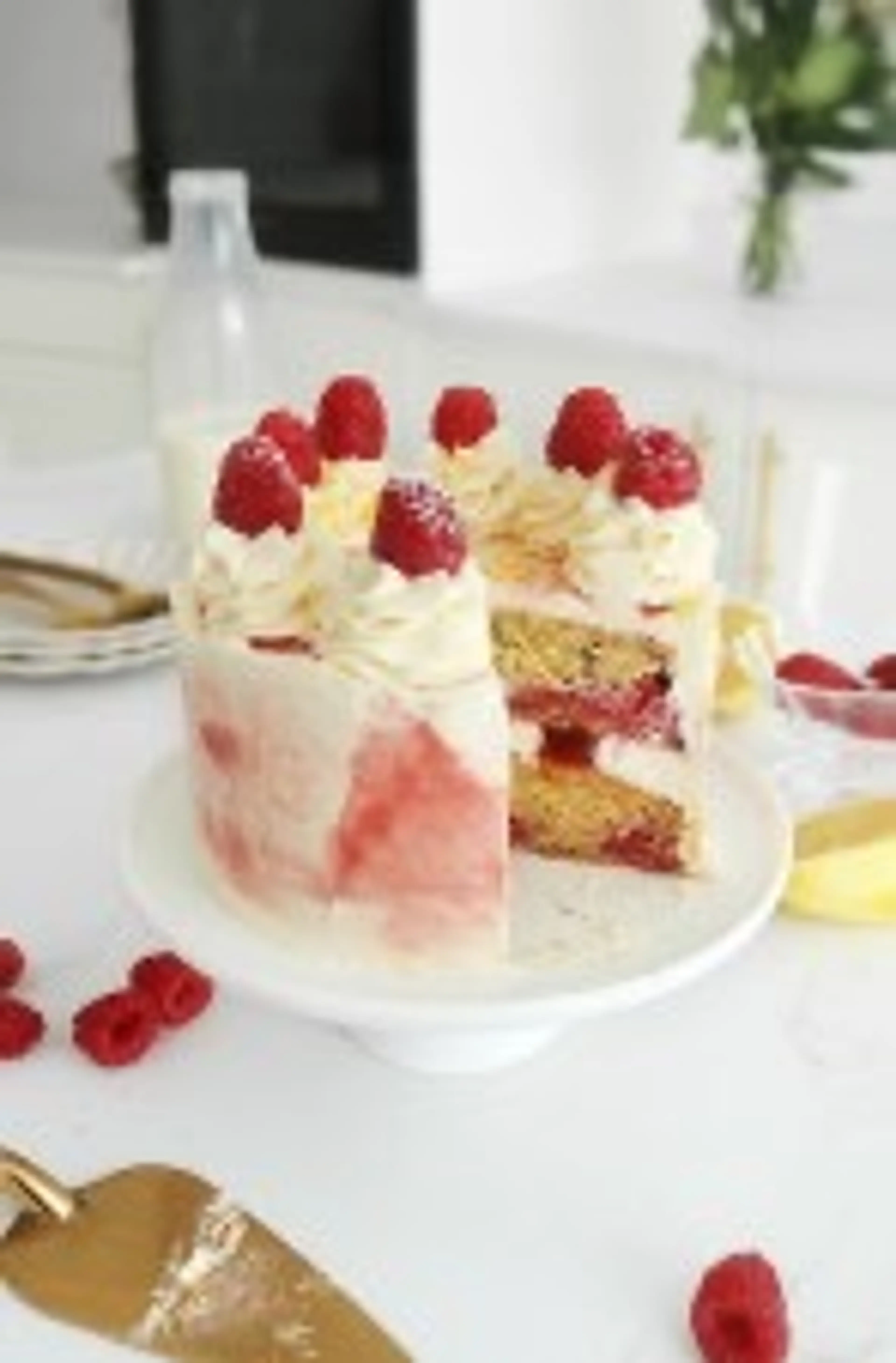 Vegan Lemon and Raspberry Cake