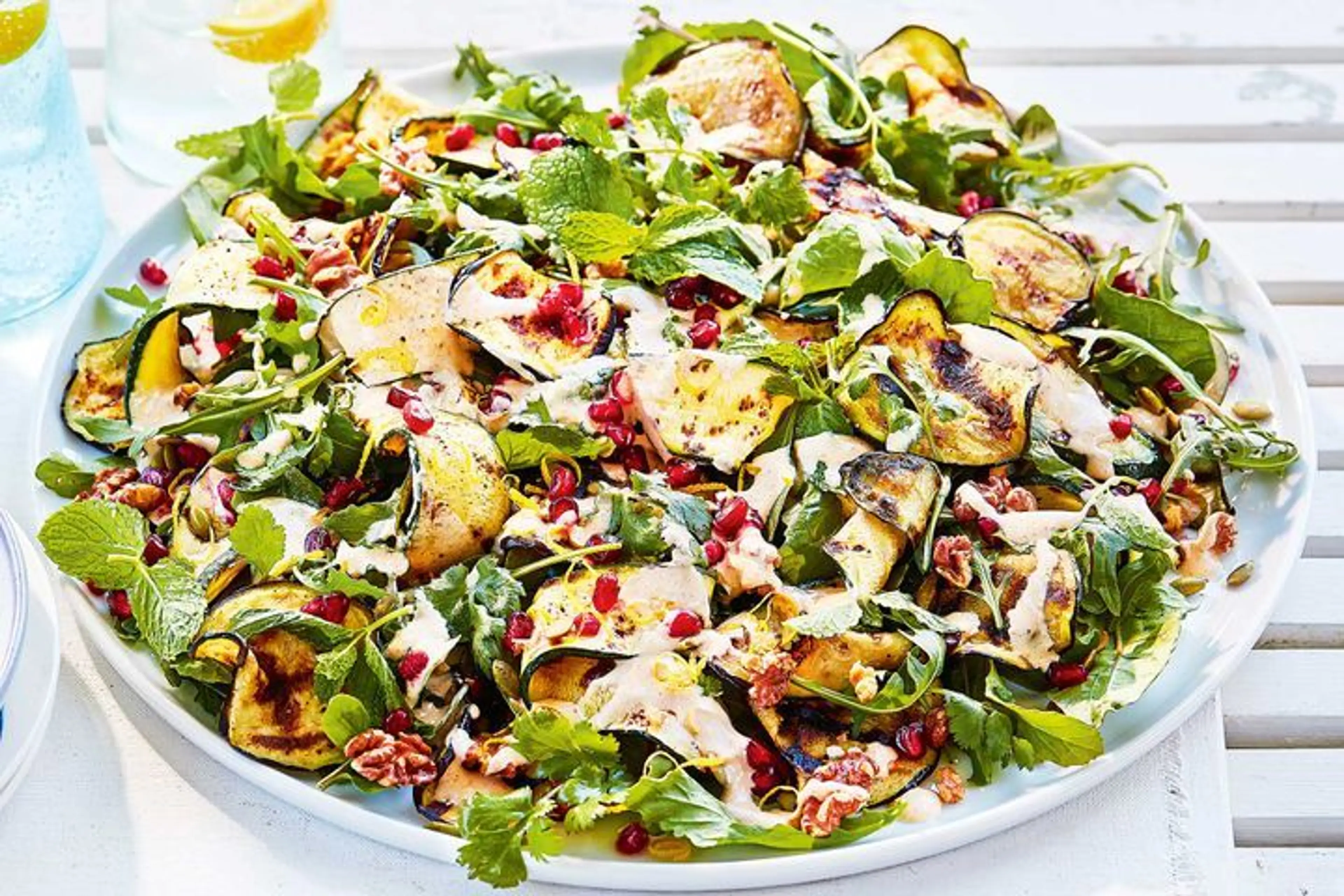 Chargrilled eggplant and zucchini salad