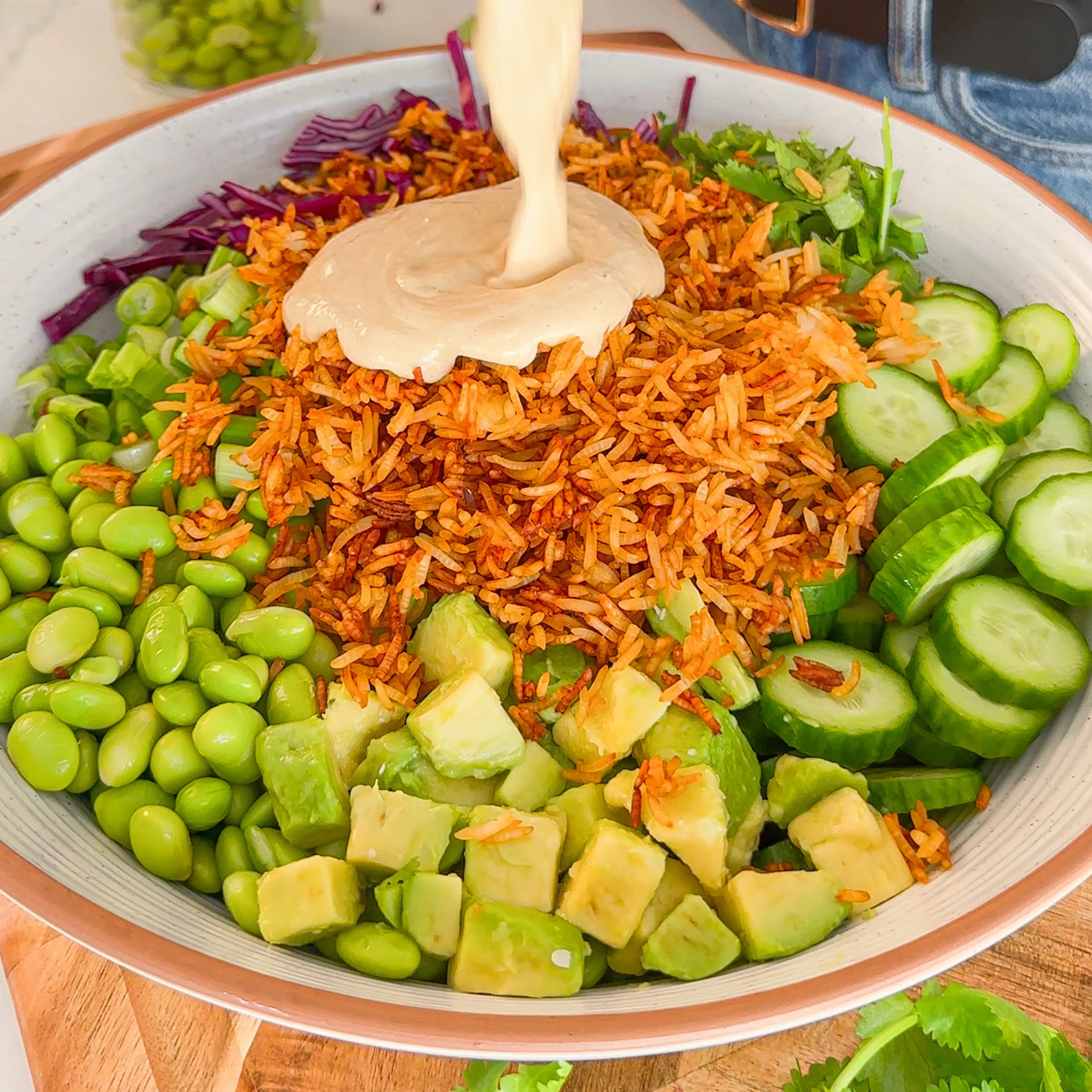 Crispy Rice Salad with Asian Tahini Dressing