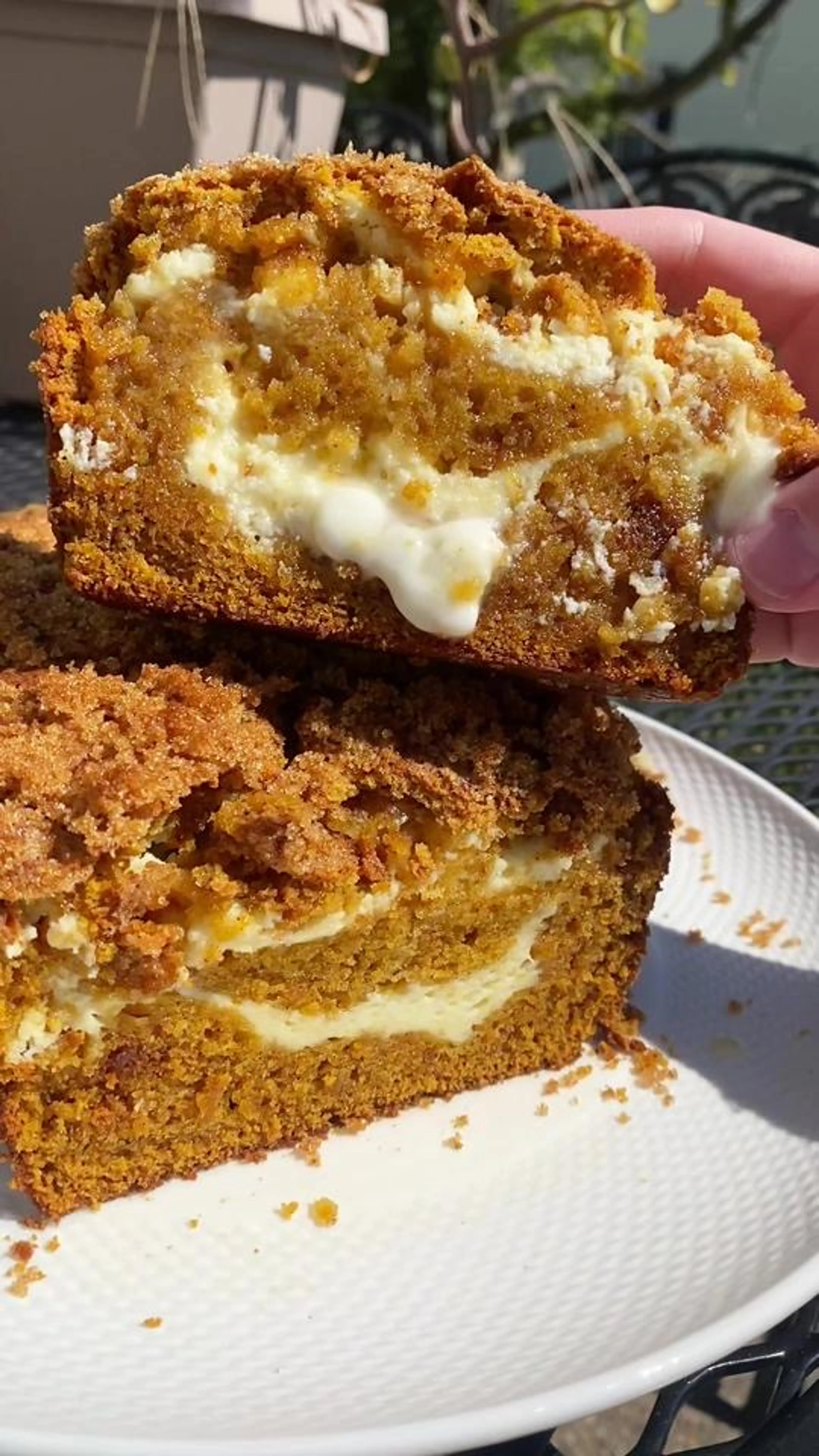 Browned Butter Pumpkin Bread Filled with Cream Cheese