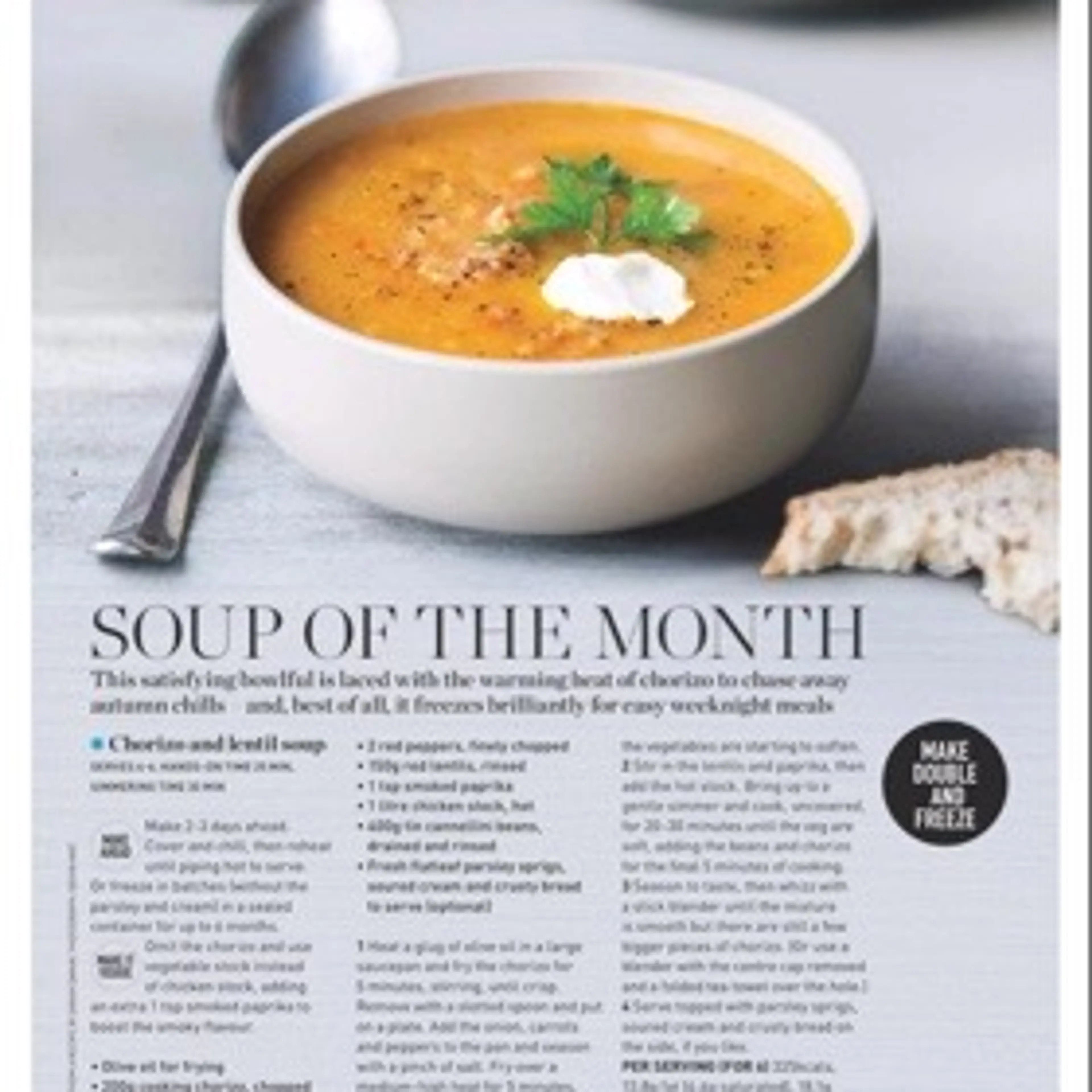 Chorizo and lentil soup
