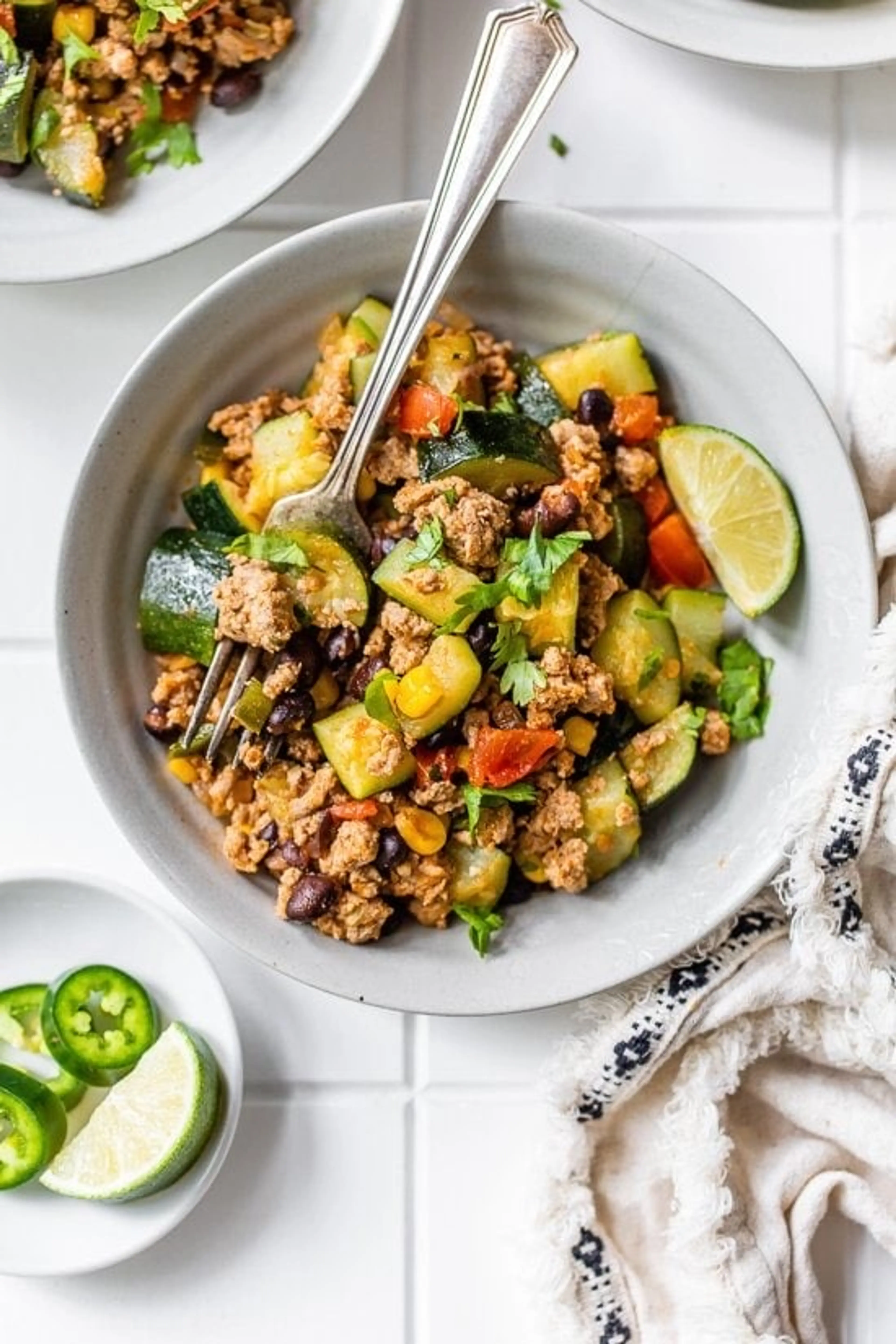 Ground Turkey Skillet with Zucchini, Corn, Black Beans and T