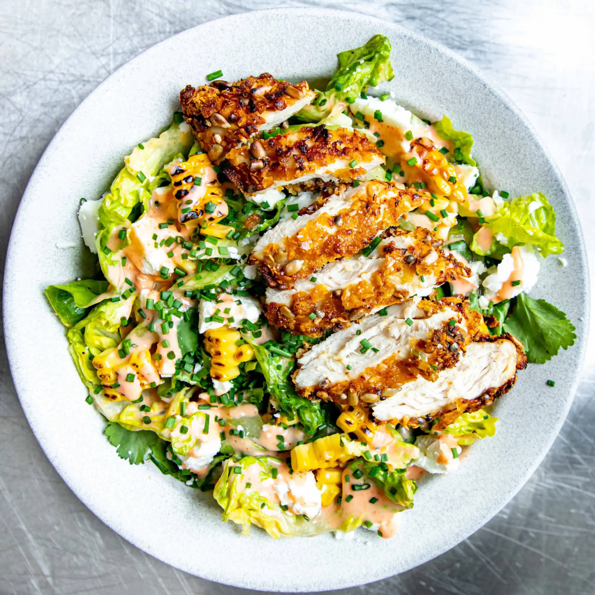 Cornflake Air-Fried Chicken Salad