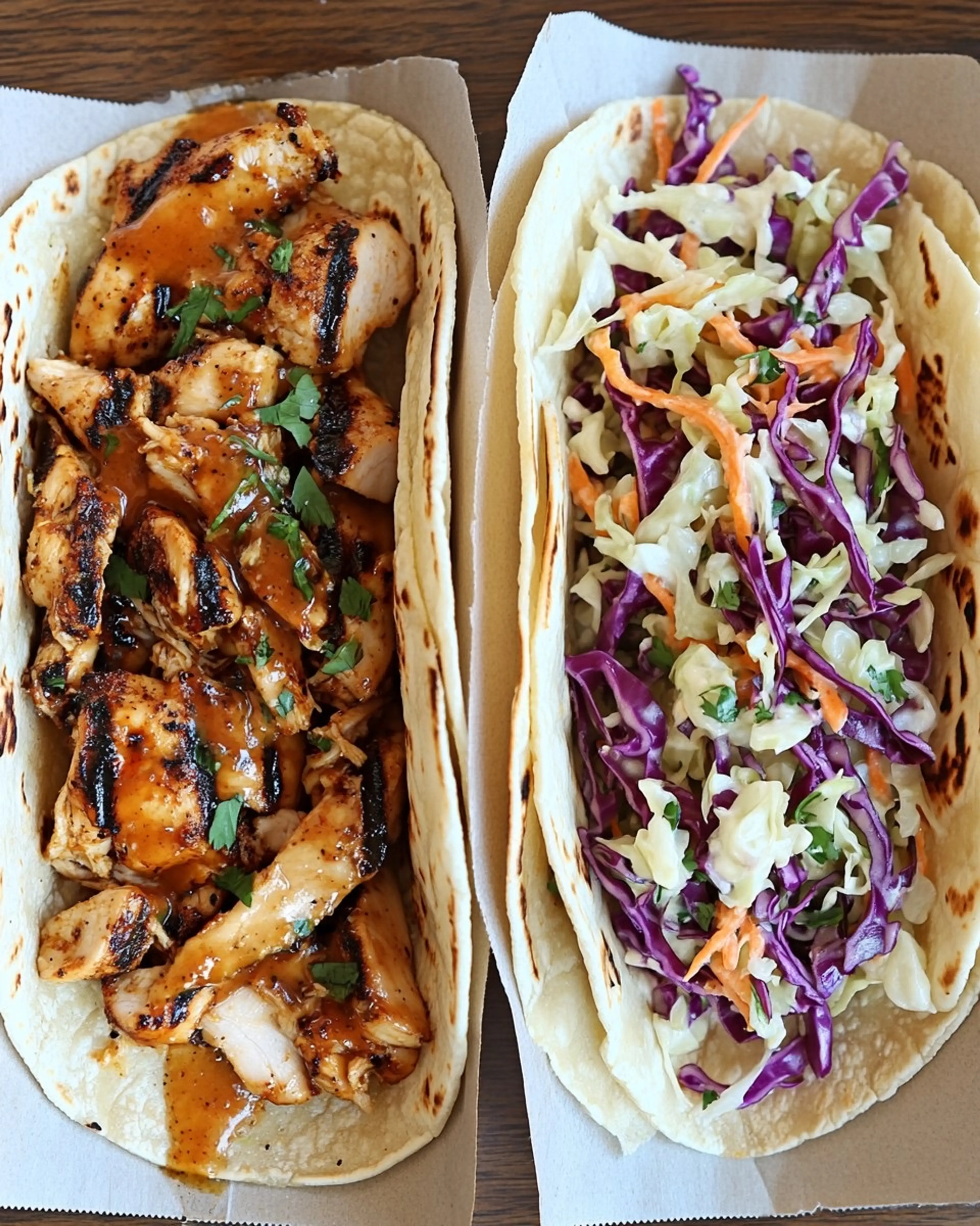 Honey Lime Grilled Chicken Tacos with Cabbage Slaw