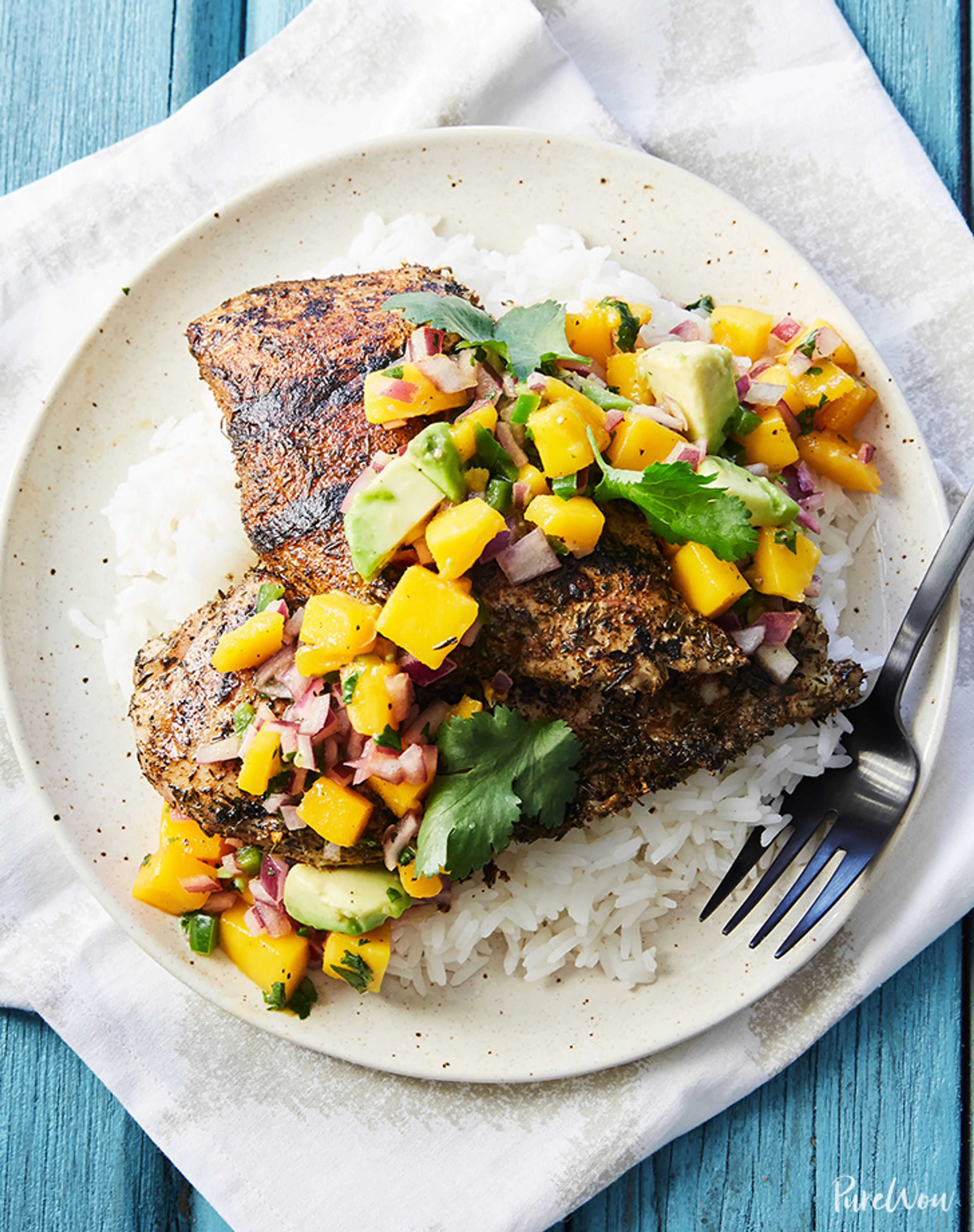 Grilled Jerk Chicken Cutlets With Mango Salsa