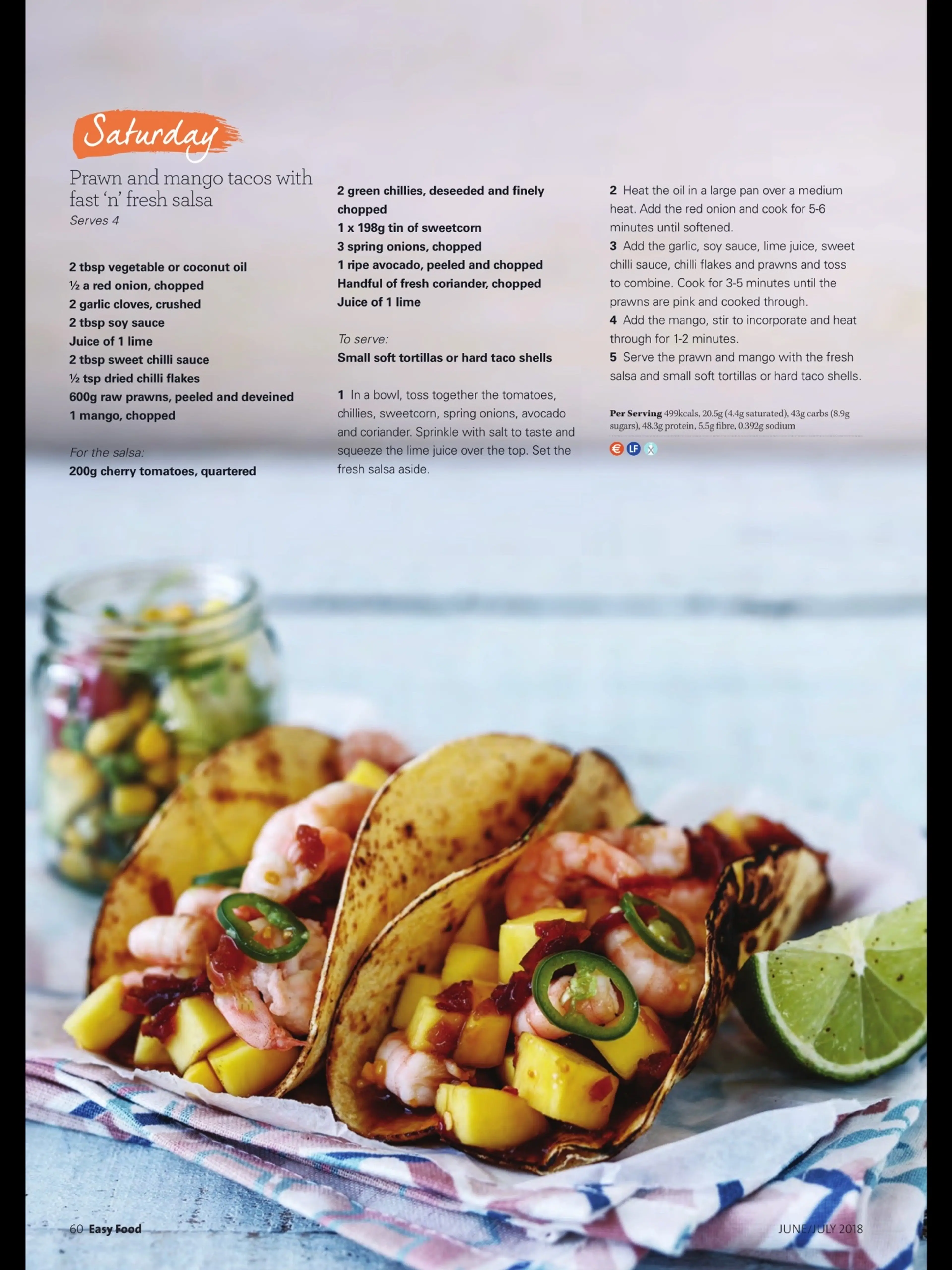 Prawn and mango tacos with fast 'n' fresh salsa