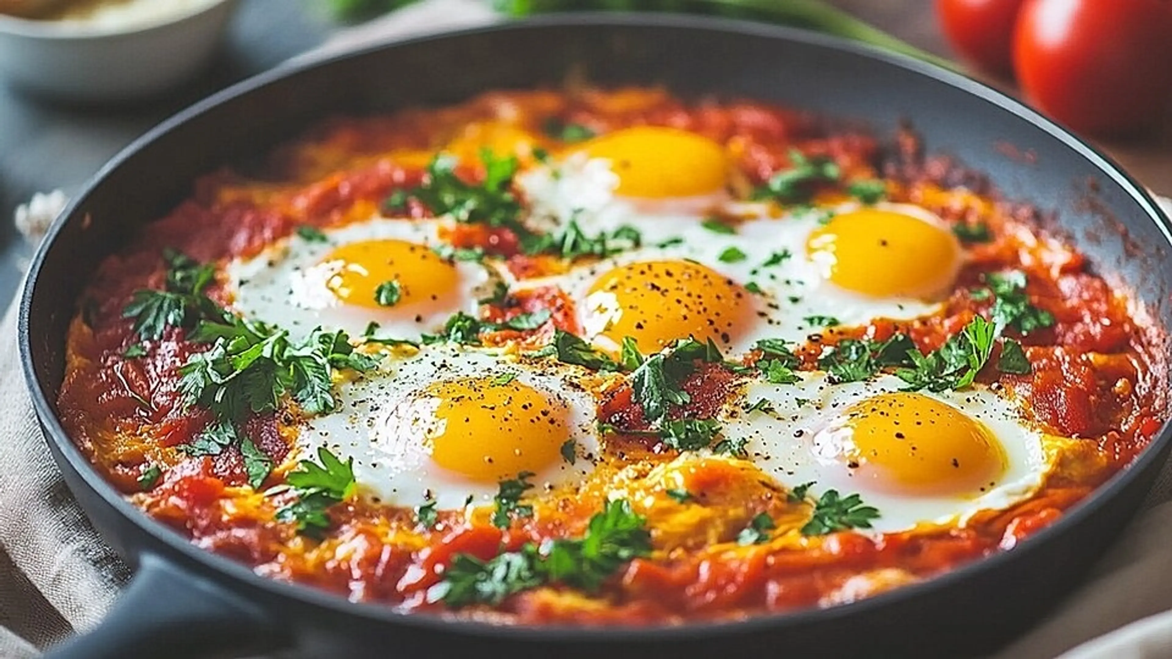 Shakshuka – orientalischer Gemüseeintopf mit Ei