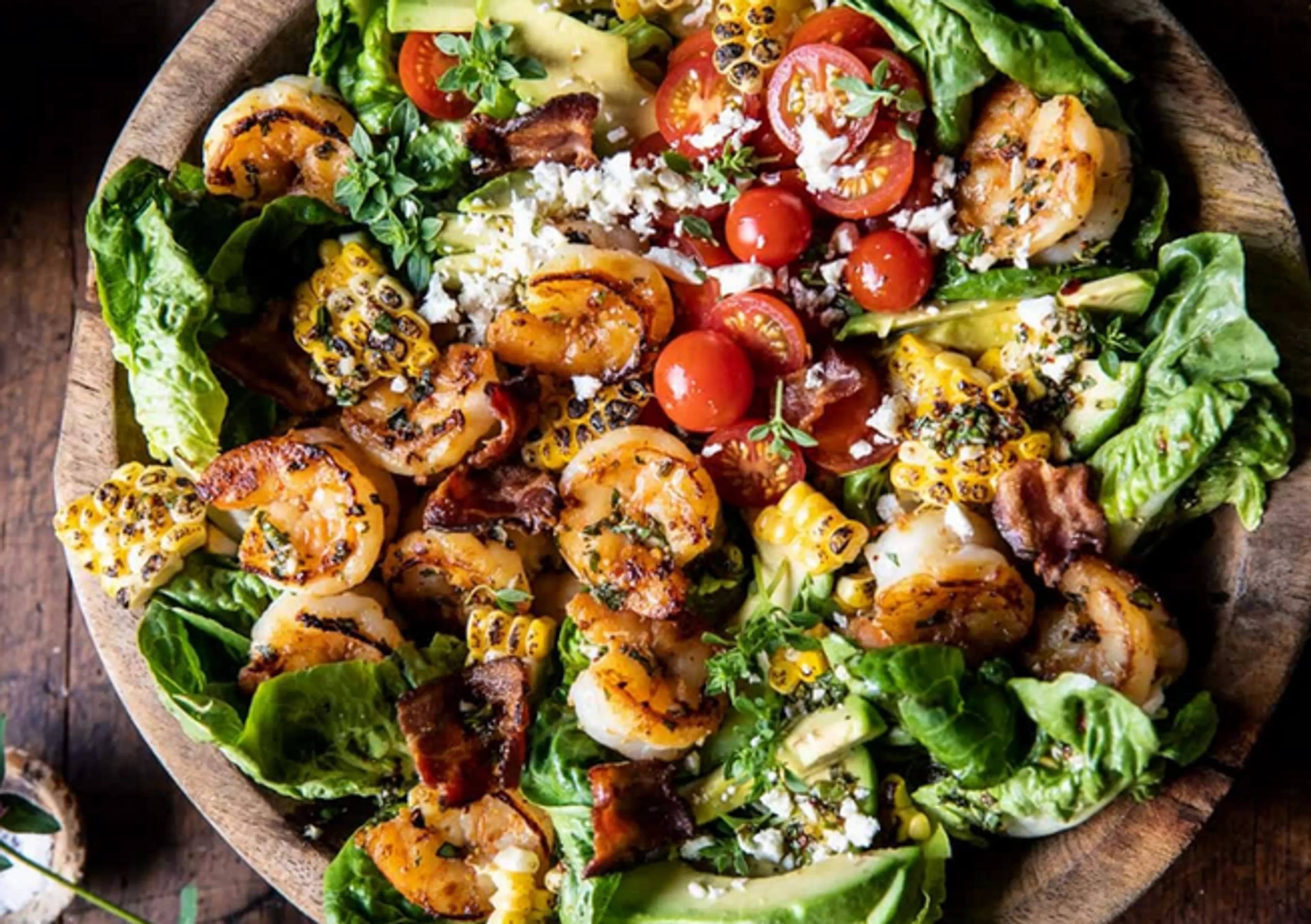 Honey Garlic Shrimp, Corn, and Avocado Salad