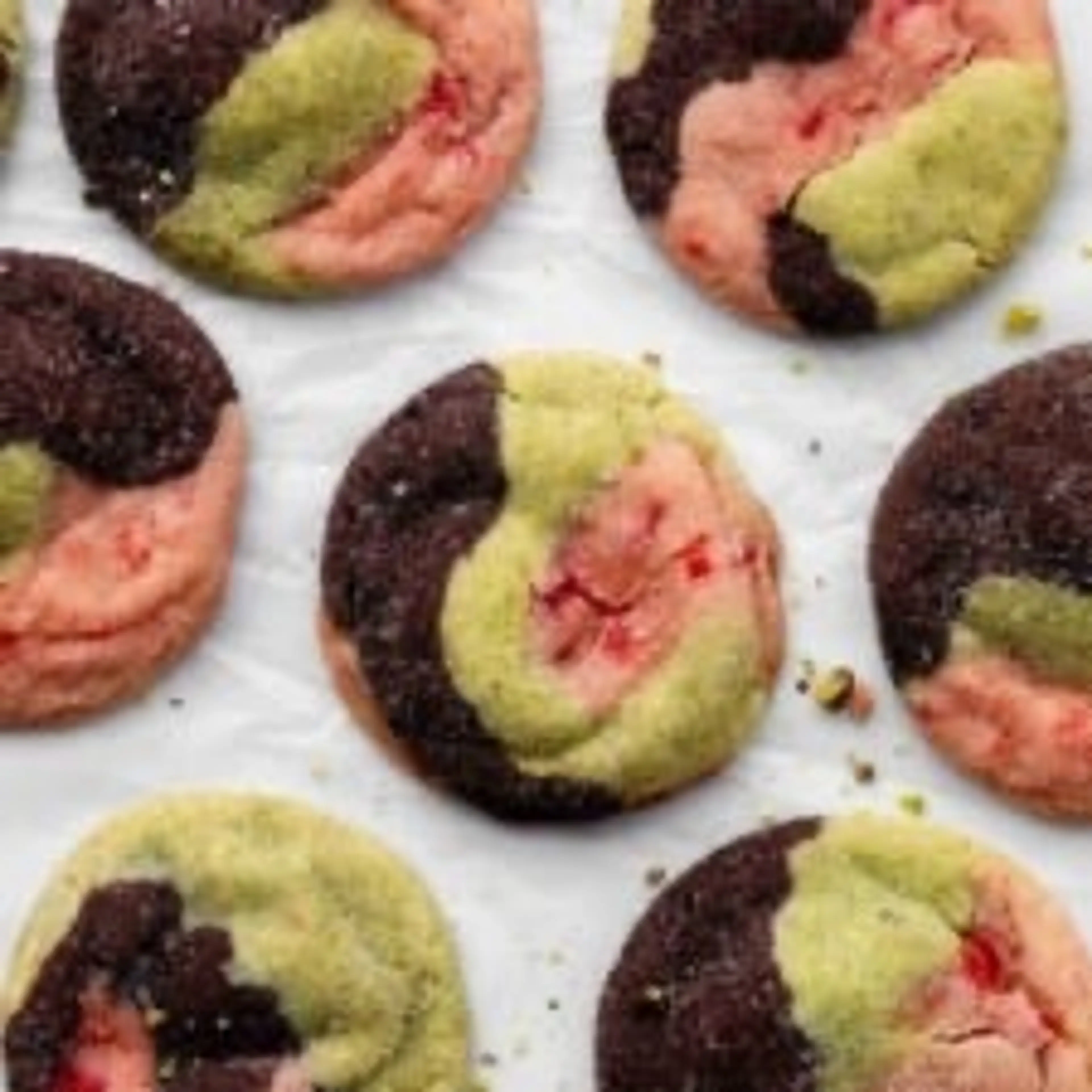 Spumoni Cookies (Cherry, Pistachio, Chocolate)