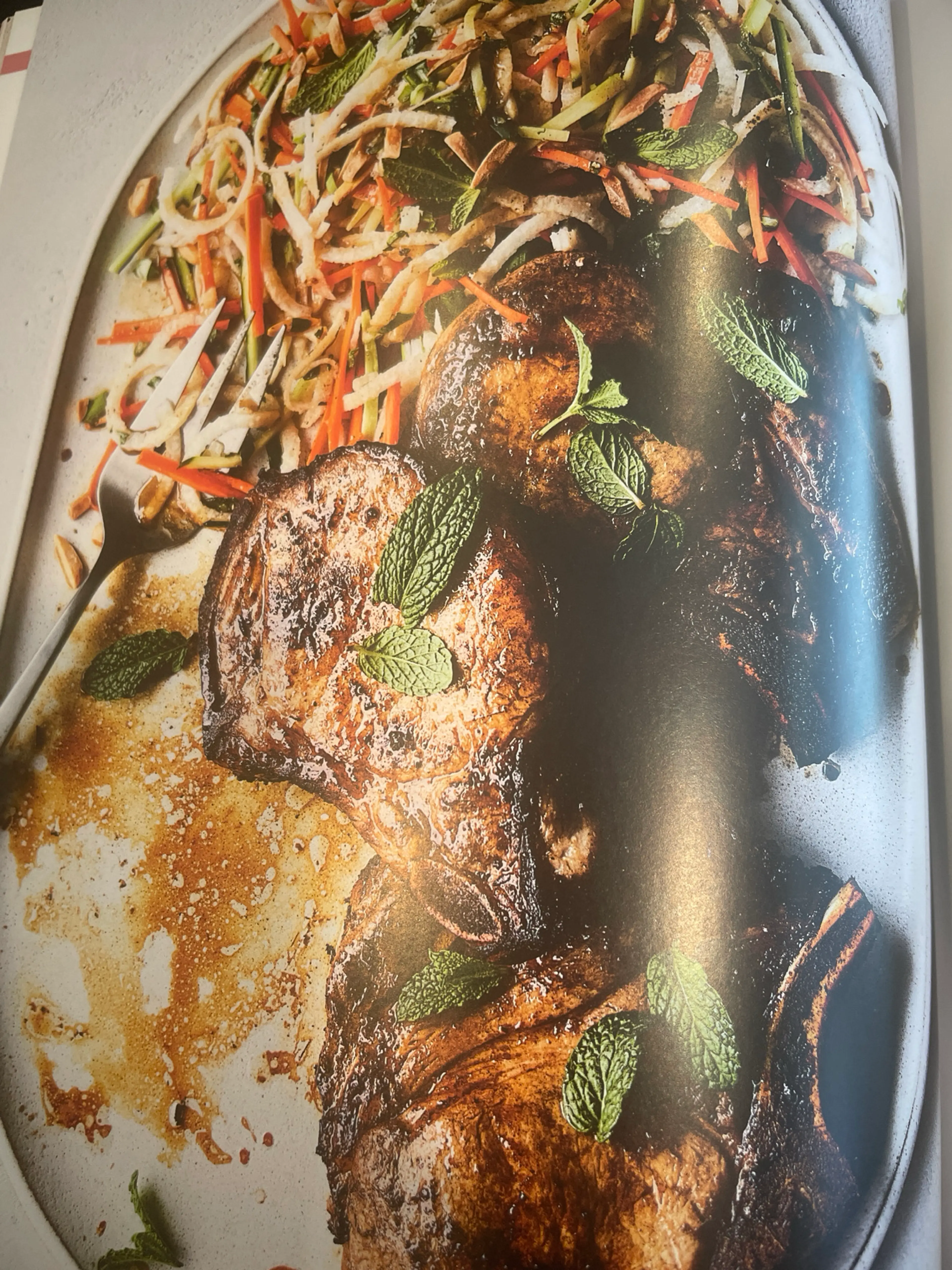 Lemongrass-Ginger Pork Chops With Crunchy Jicama And Mint Sa