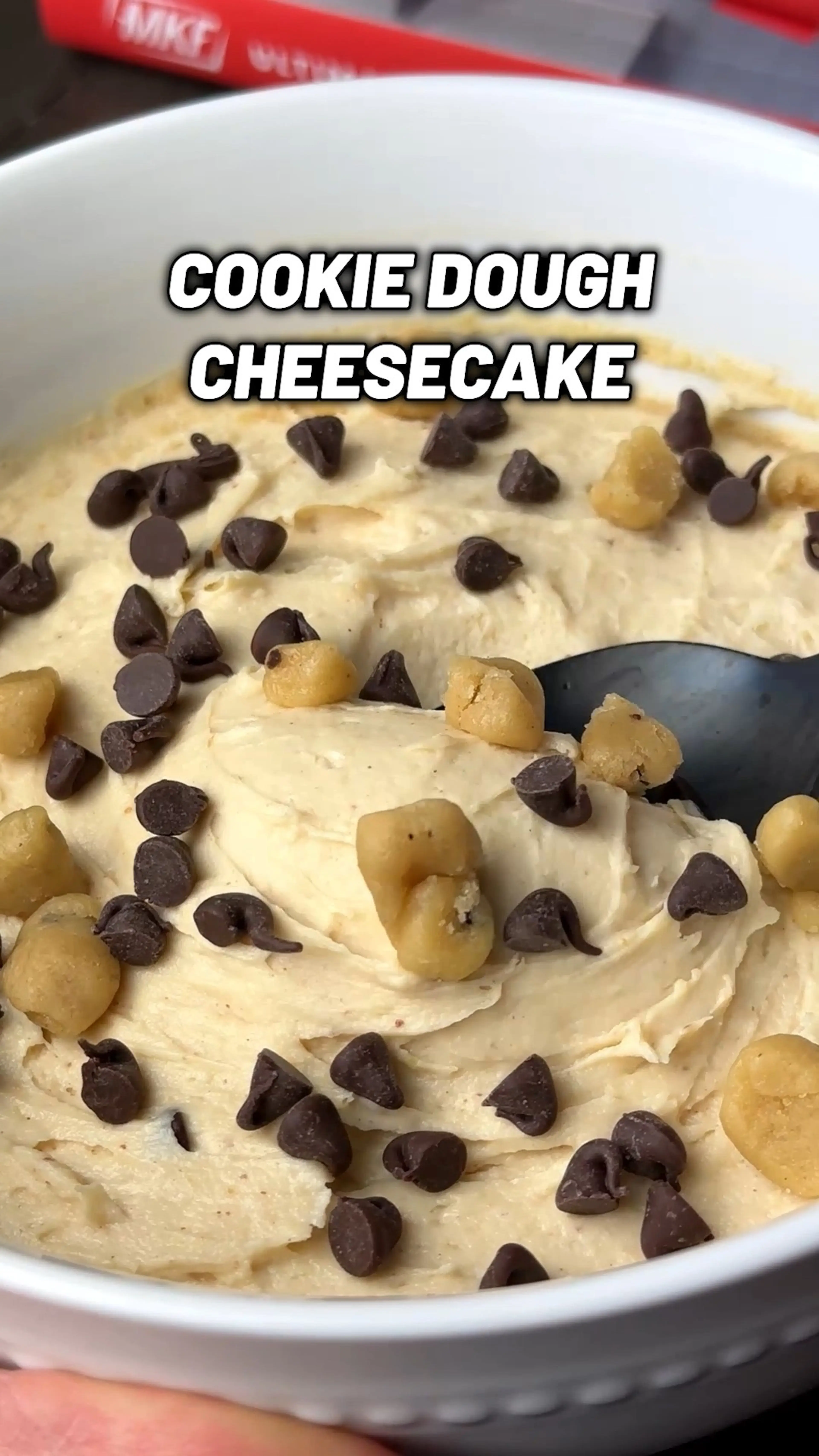 No Bake Cookie Dough Protein Cheesecake
