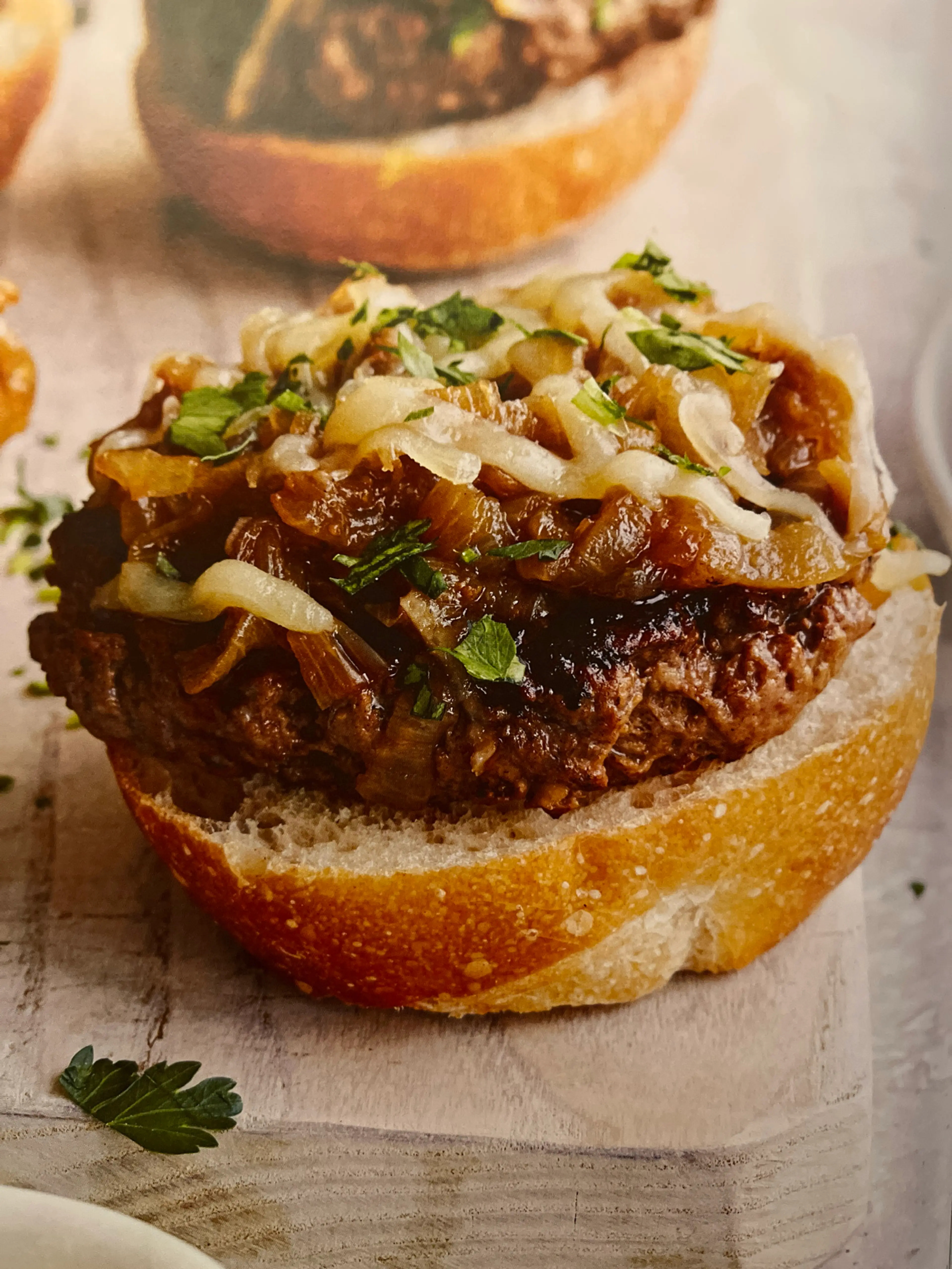 Open-Faced French Onion Burgers