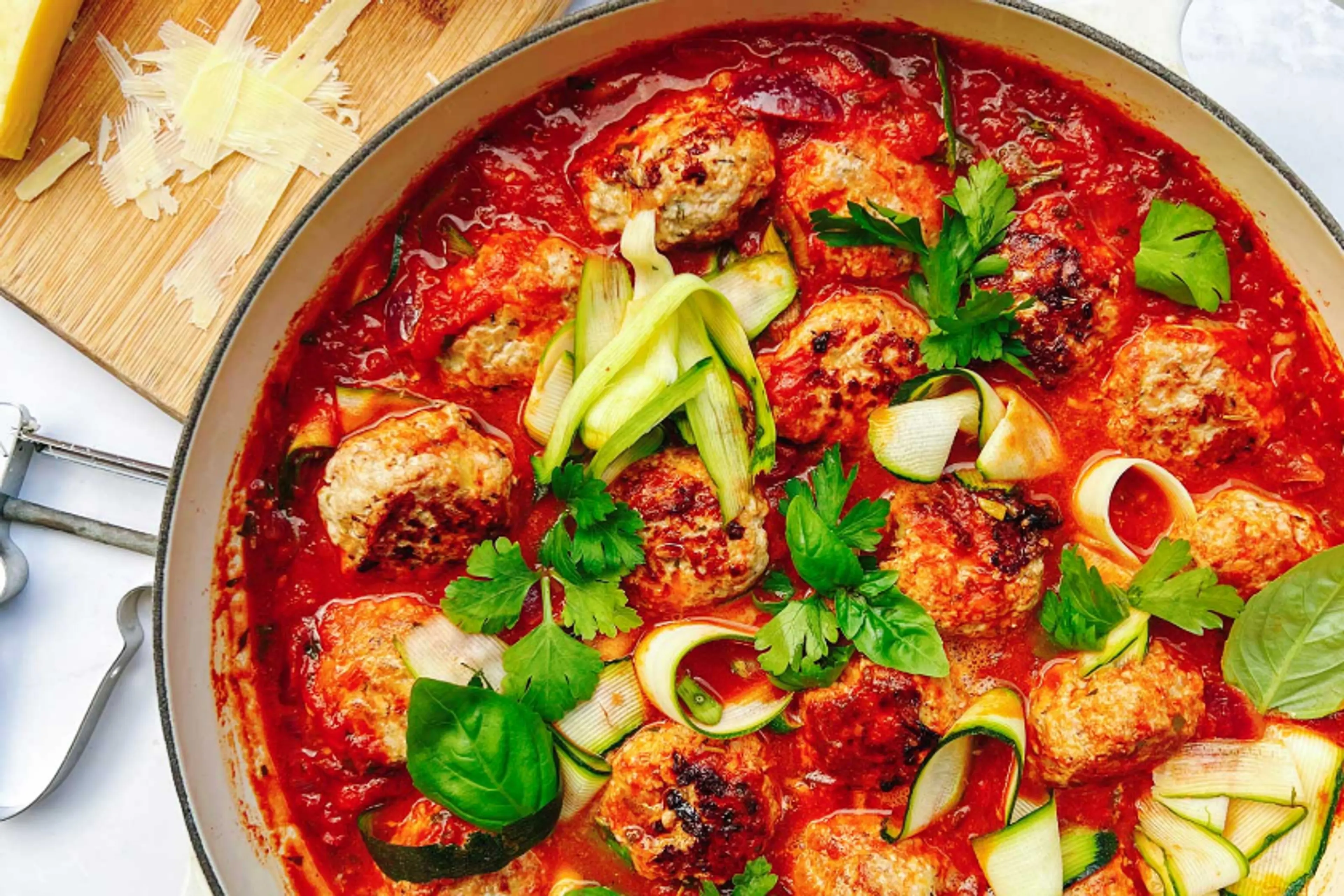 Ricotta pork meatballs with a rich tomato sauce