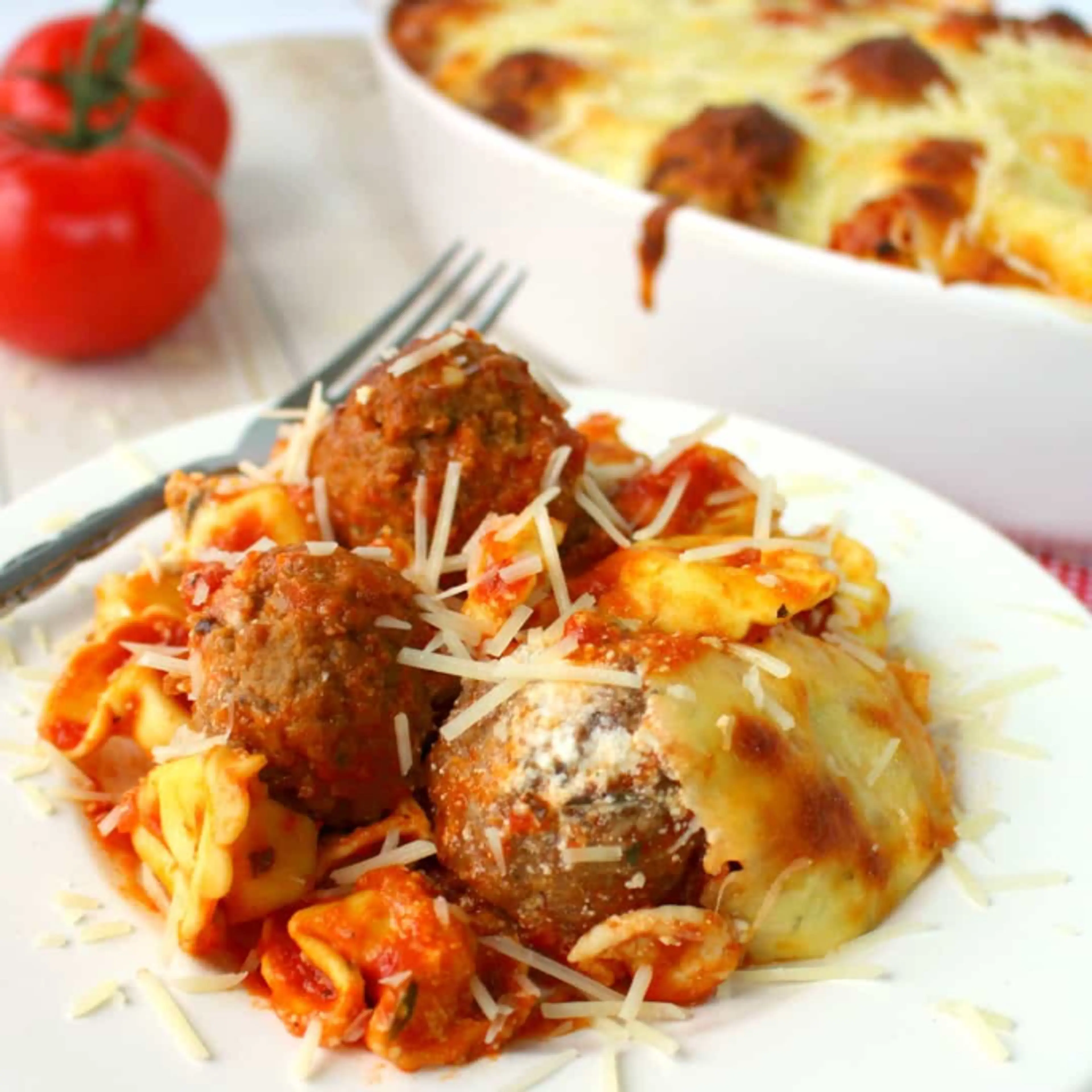 Easy Baked Tortellini and Meatballs