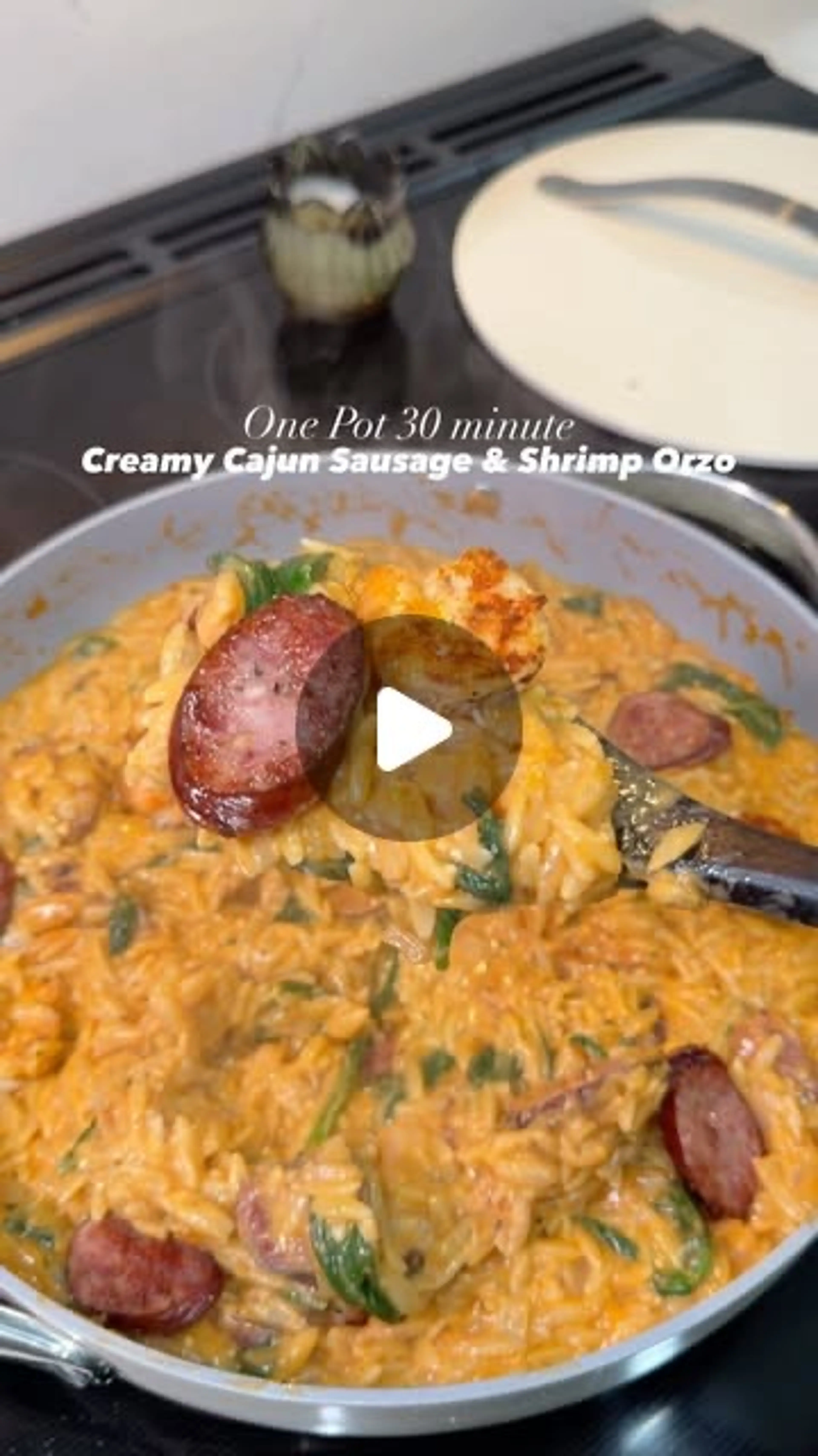 Creamy Cajun Sausage & Shrimp Orzo