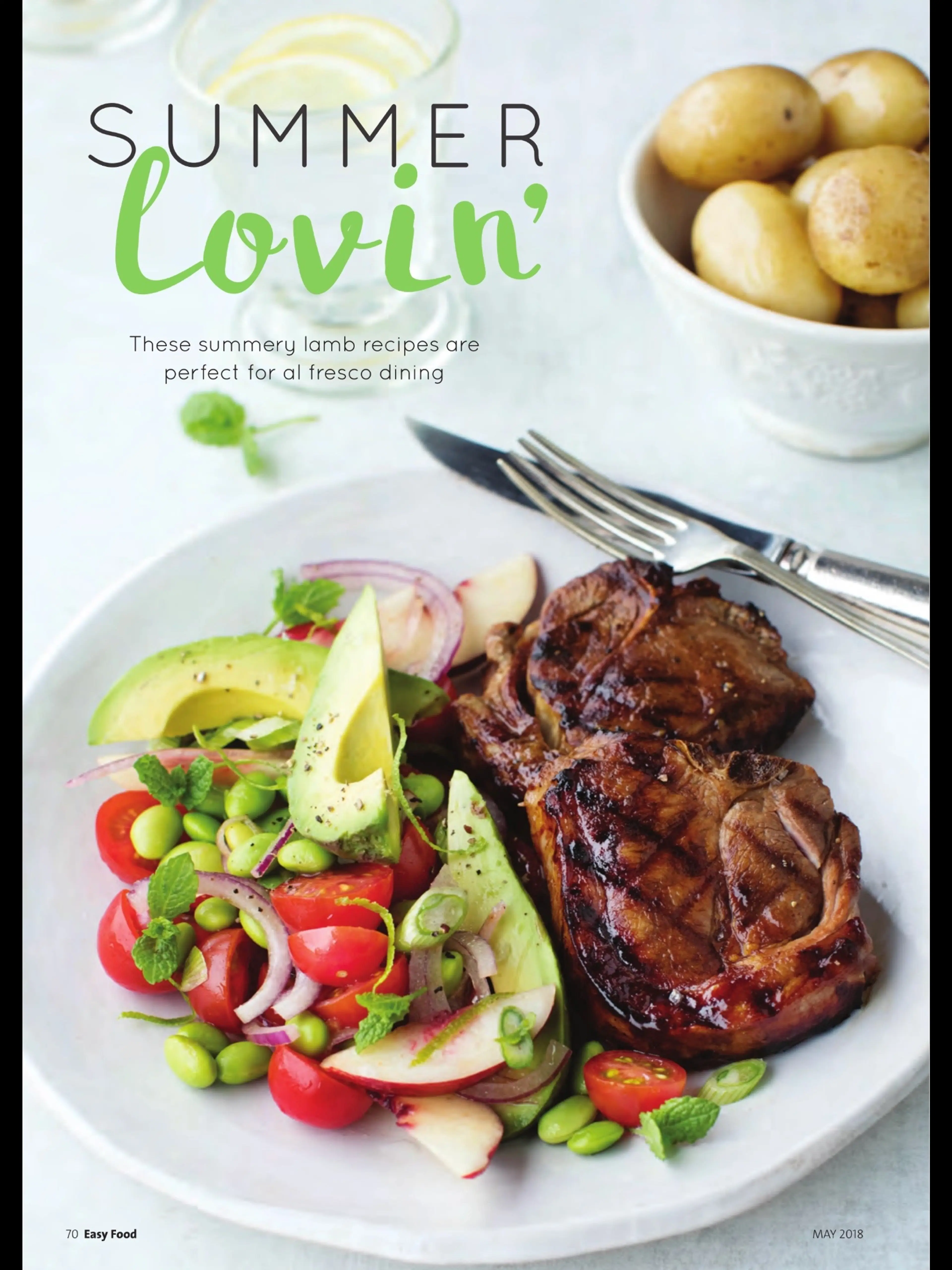 Mustard-glazed lamb cutlets with summer salad