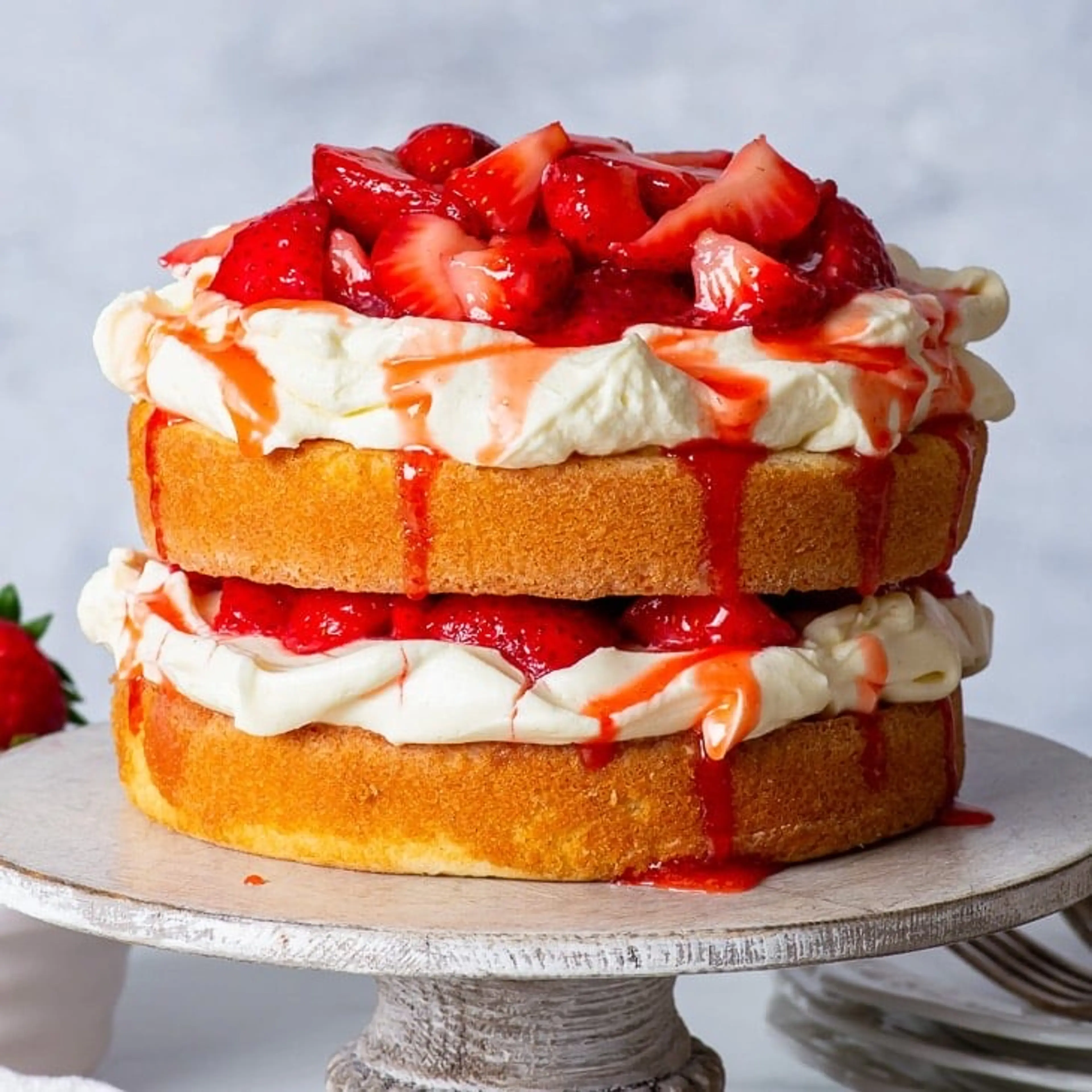 Small Batch Gluten Free Strawberry Shortcake Cake