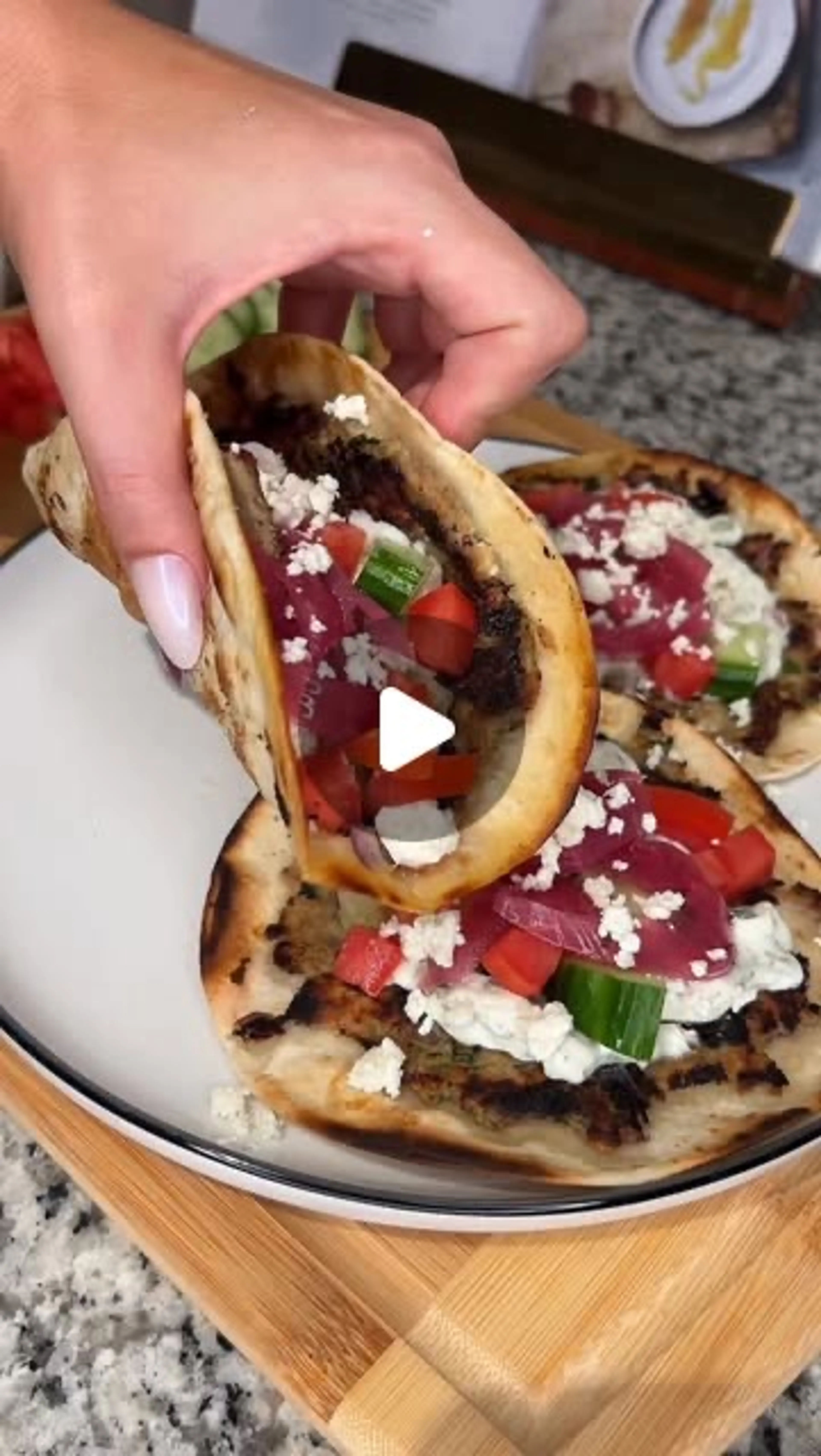 Greek Turkey Smash Tacos