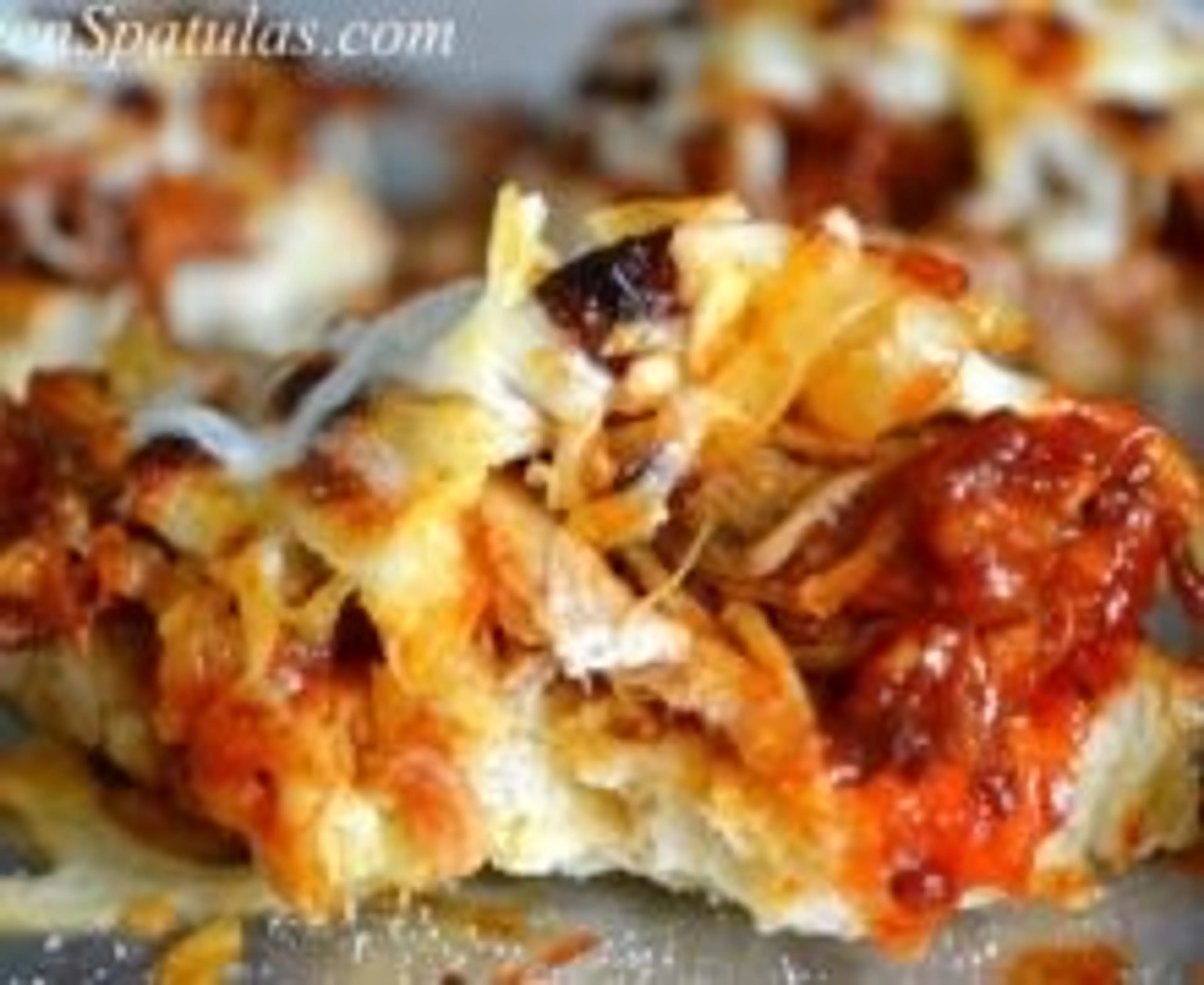 Pulled Pork Bruschetta with Caramelized Onions and Mozzarell