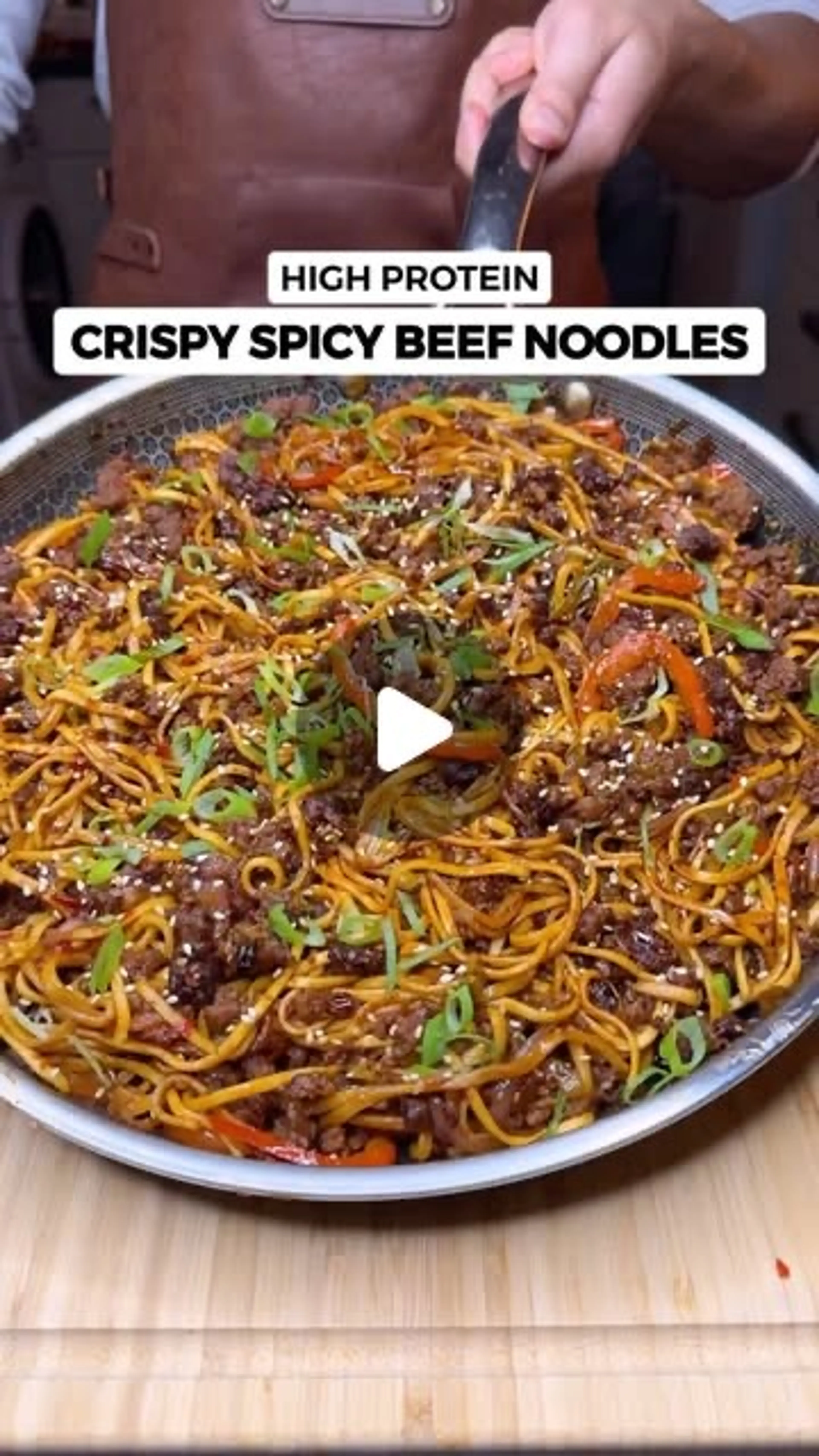 High Protein Crispy Spicy Beef Noodles! Only 521 Calories