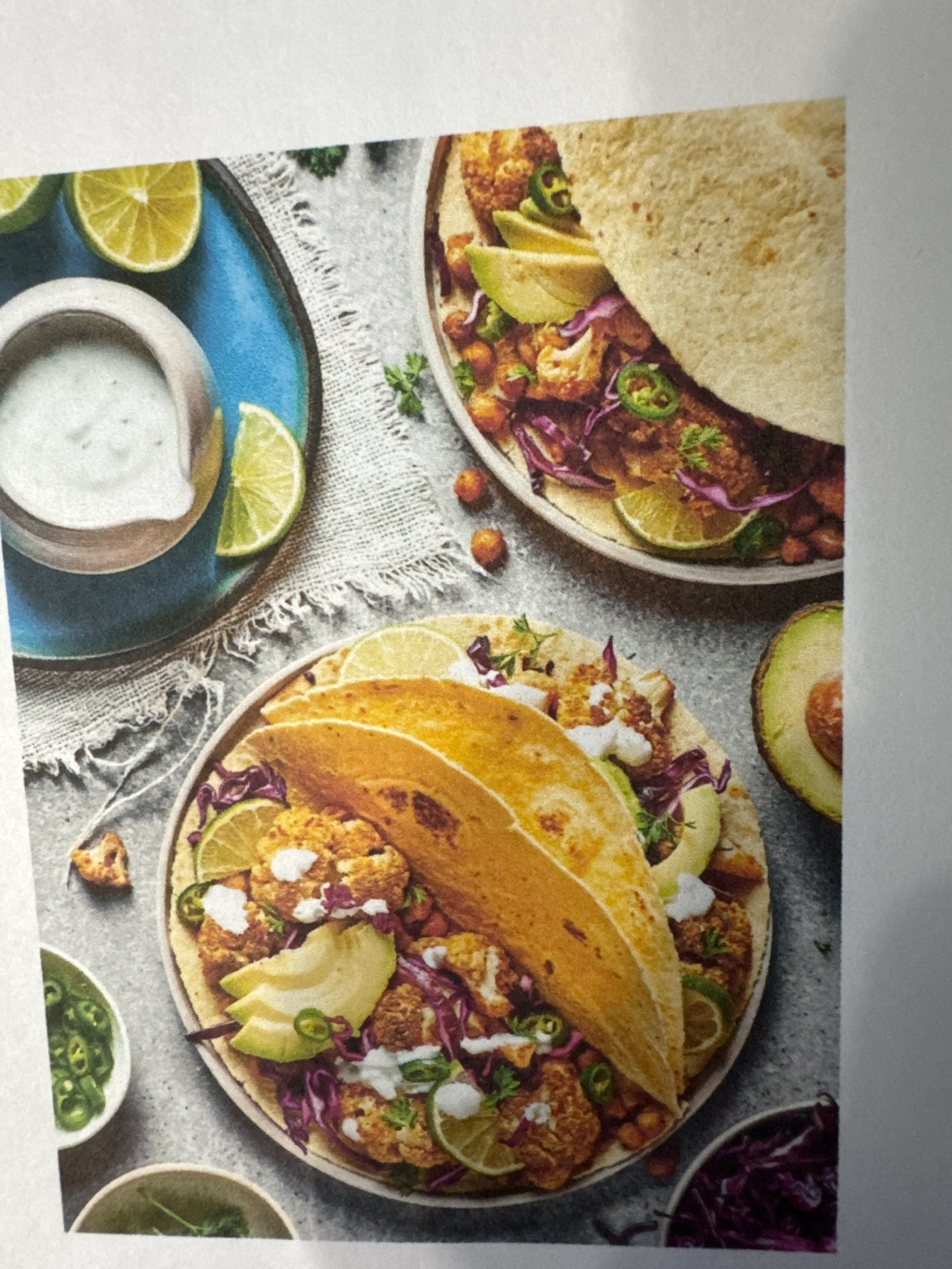 Air Fryer Cauliflower Chickpea Tacos Adapted from Two Peas a