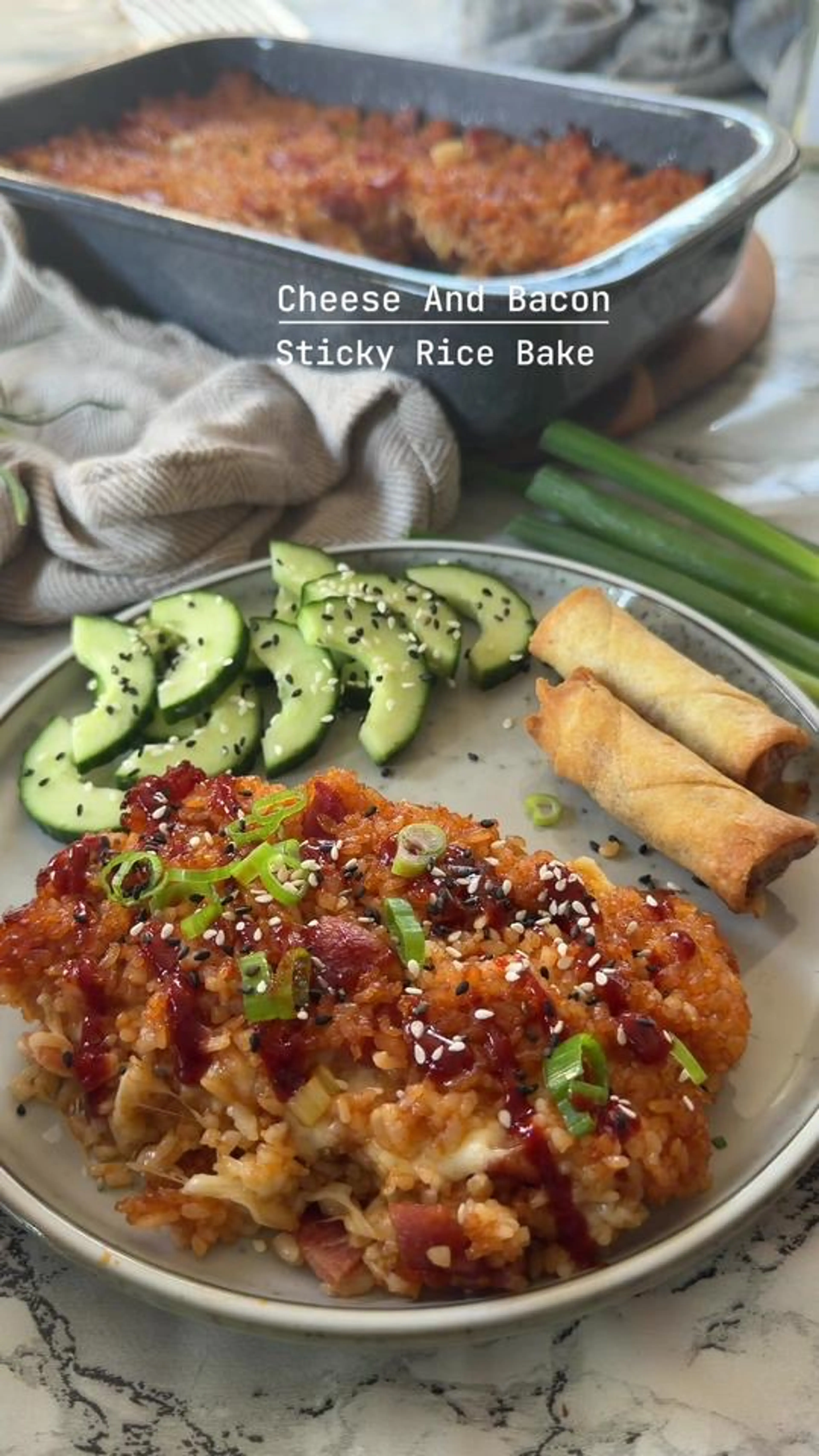 Cheese and Bacon Sticky Rice Bake