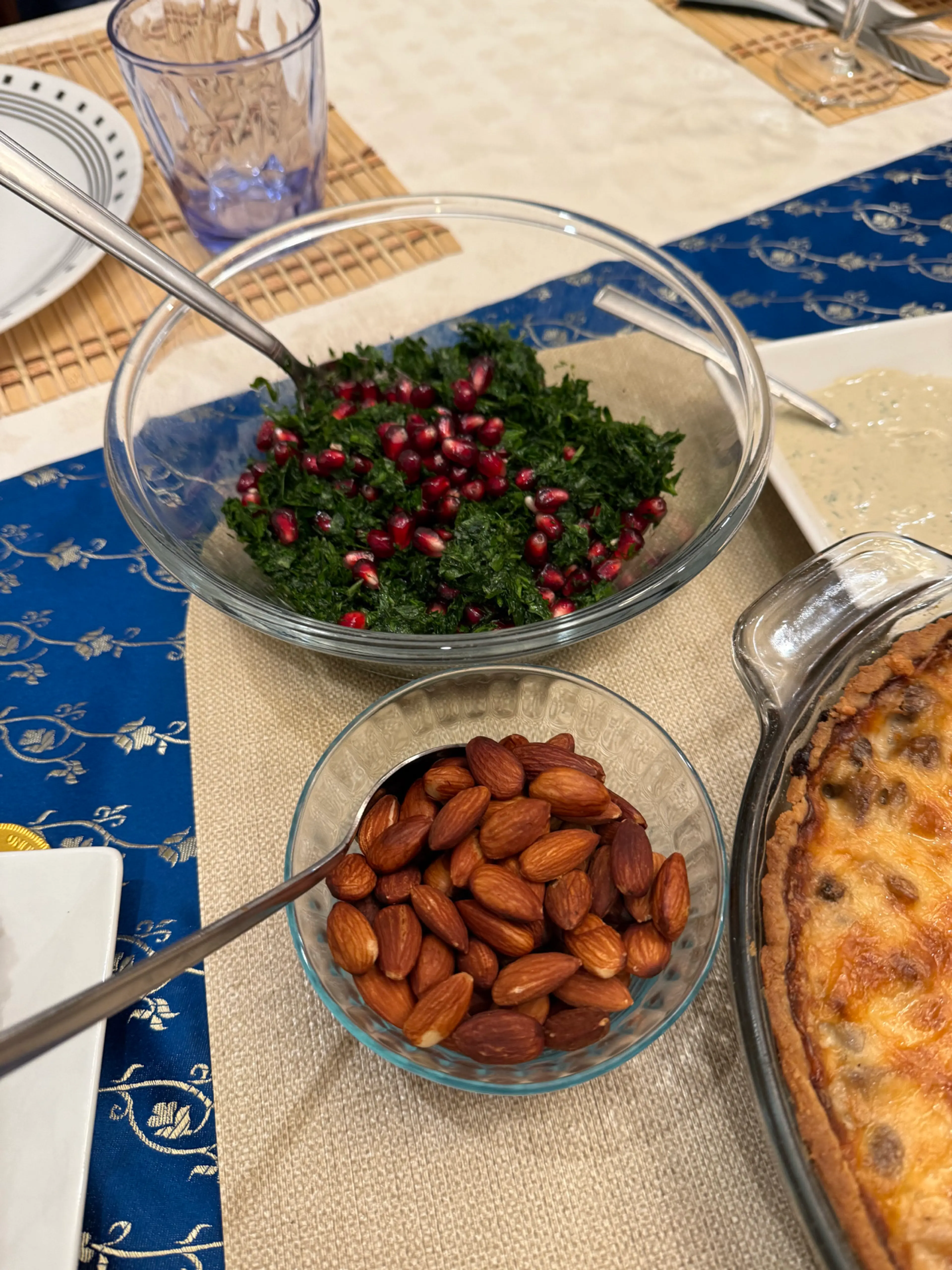 Chopped Green Salad w Pomegranate Almond Halloumi