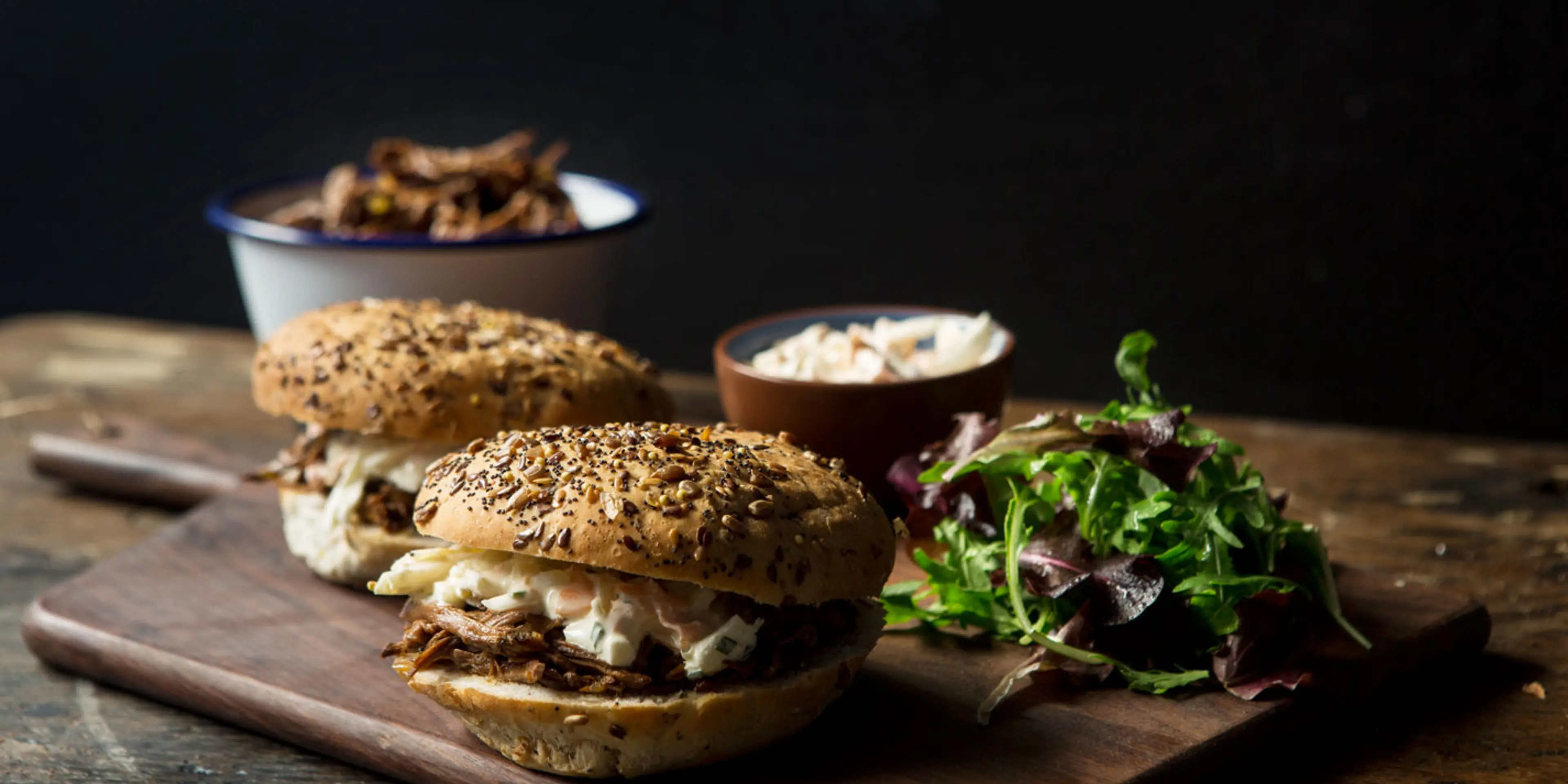 Pulled beef rolls in cola BBQ sauce