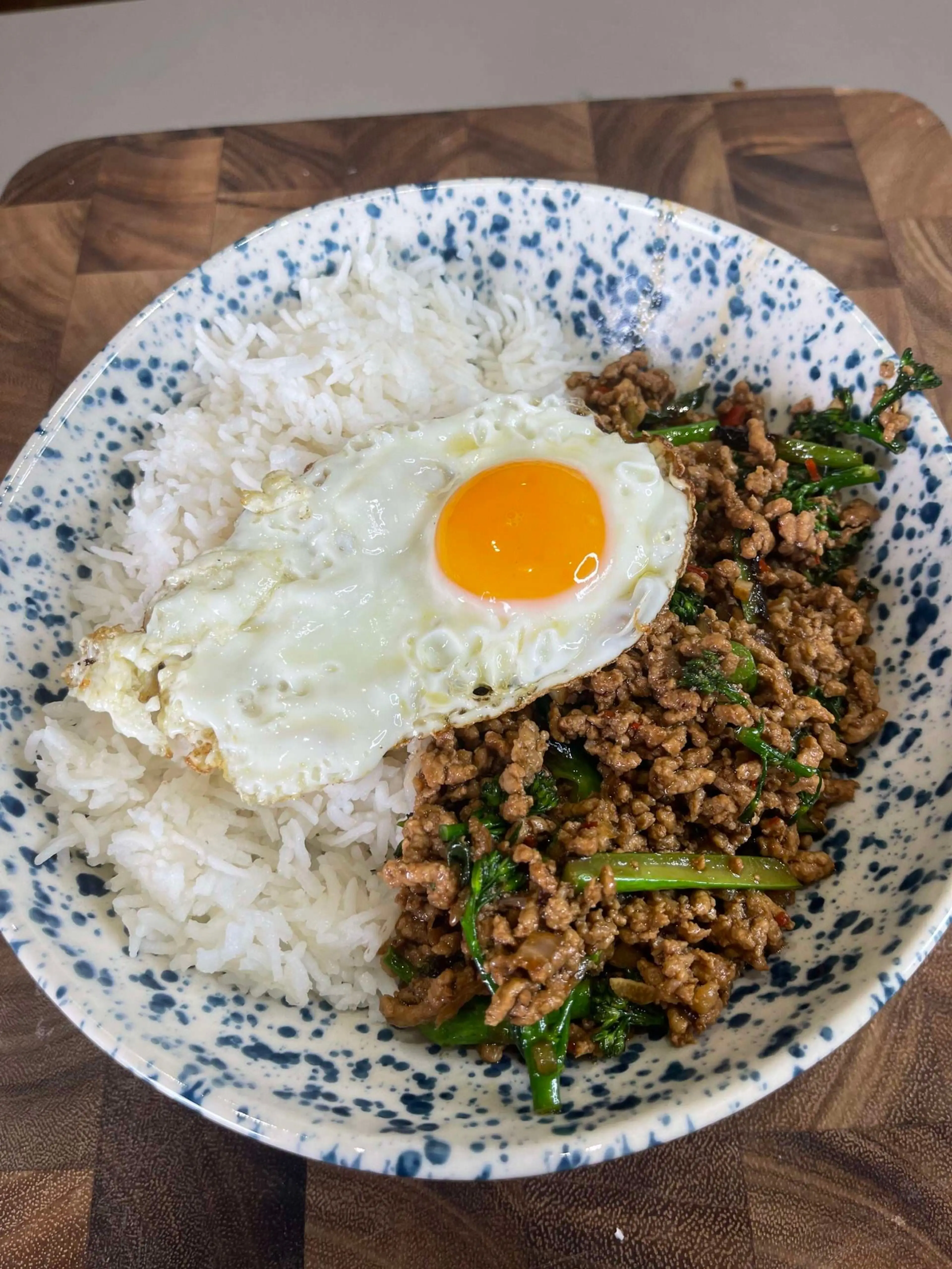 Thai Basil Pork Stir Fry with Fried Egg