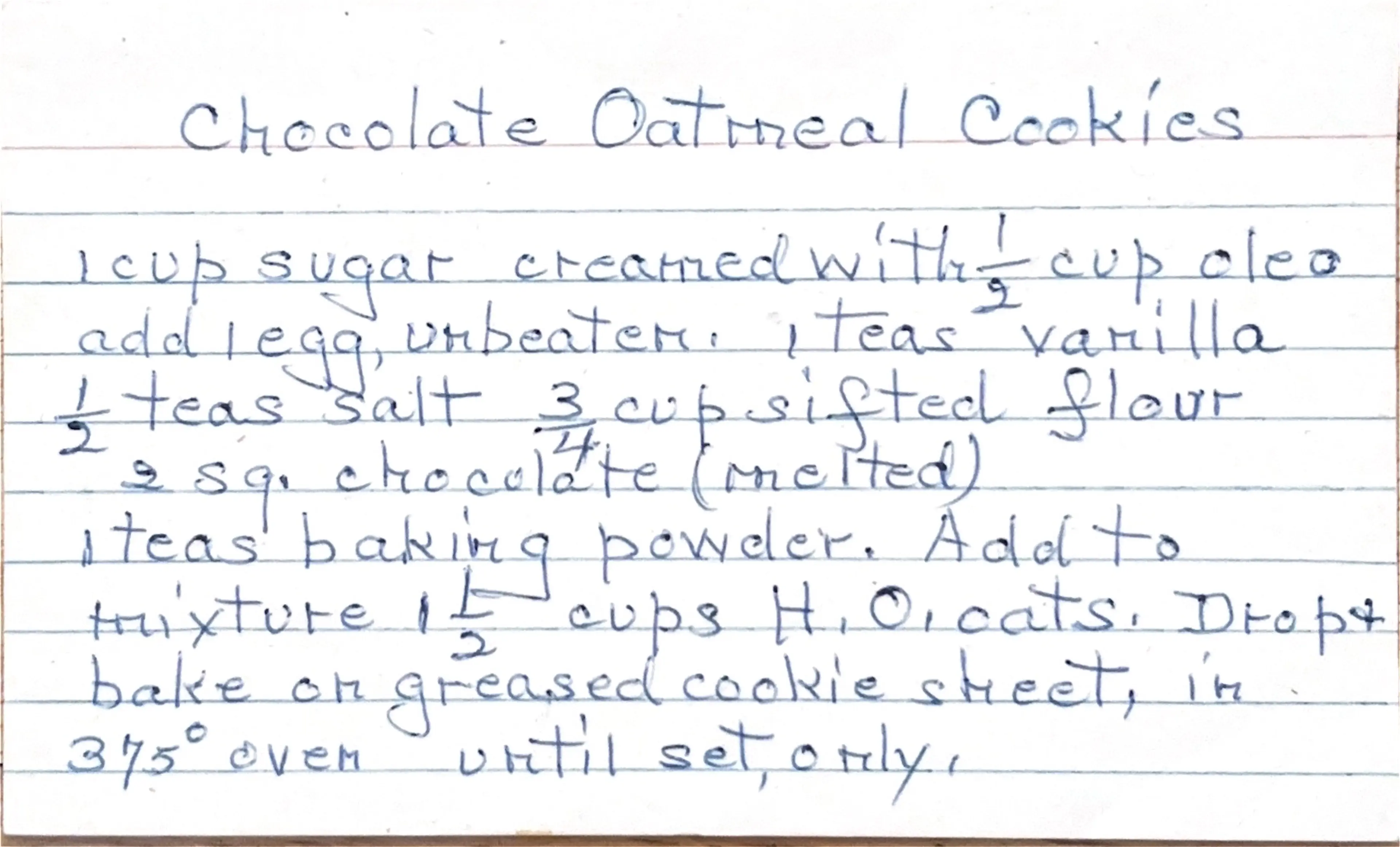 Chocolate Oatmeal Cookies