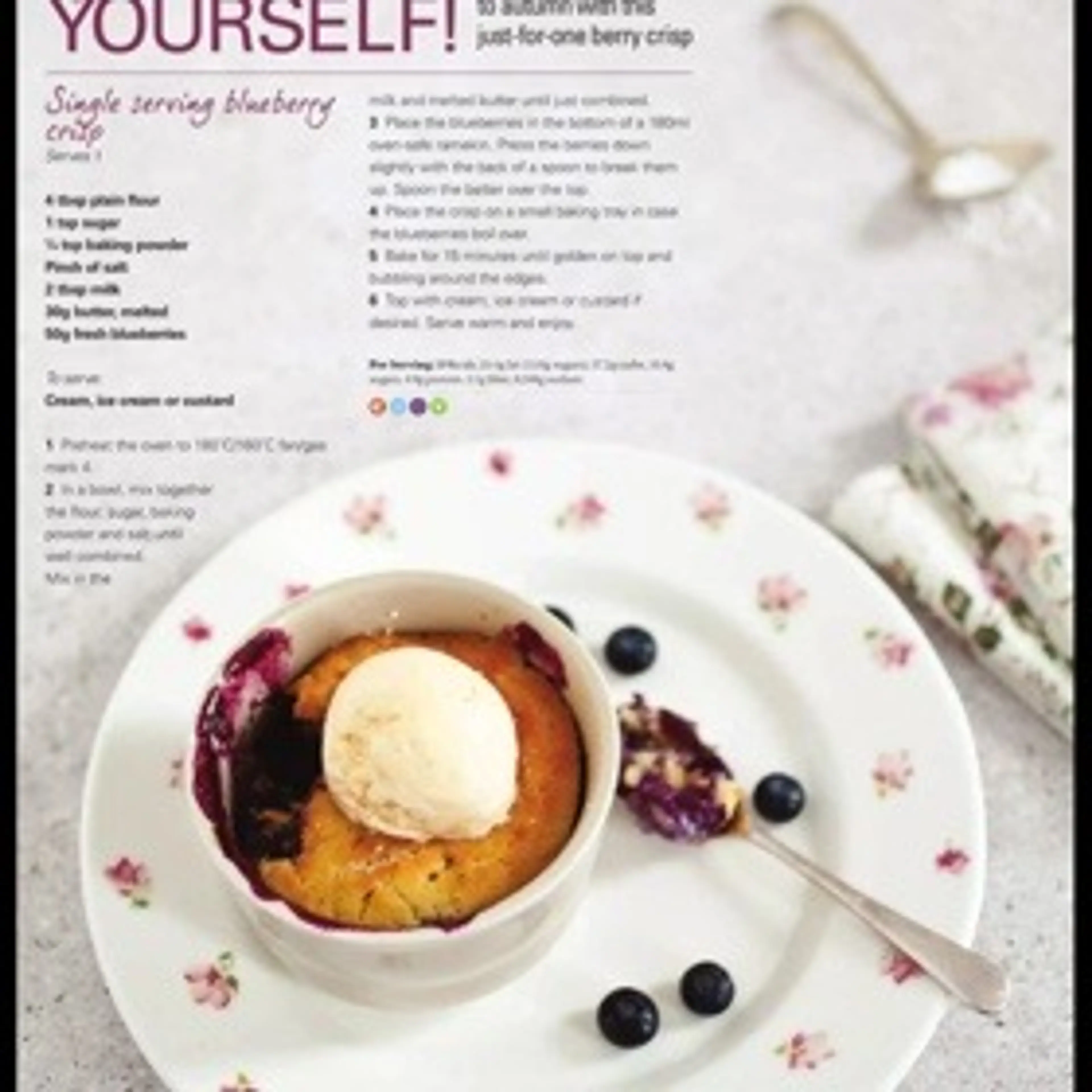 Single serving Blueberry crisp