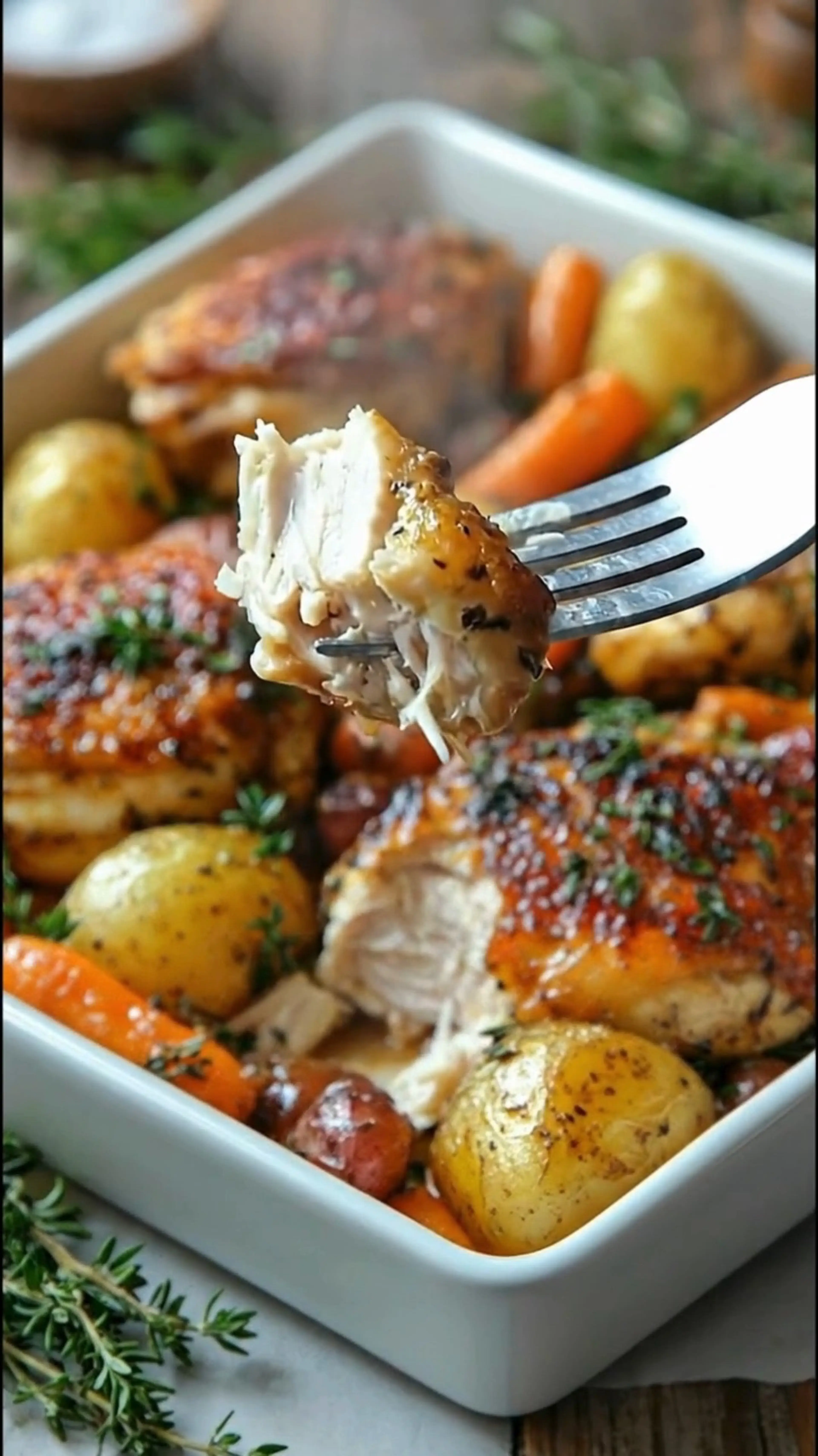 Honey Garlic Roasted Chicken Thighs with Potatoes & Carrots