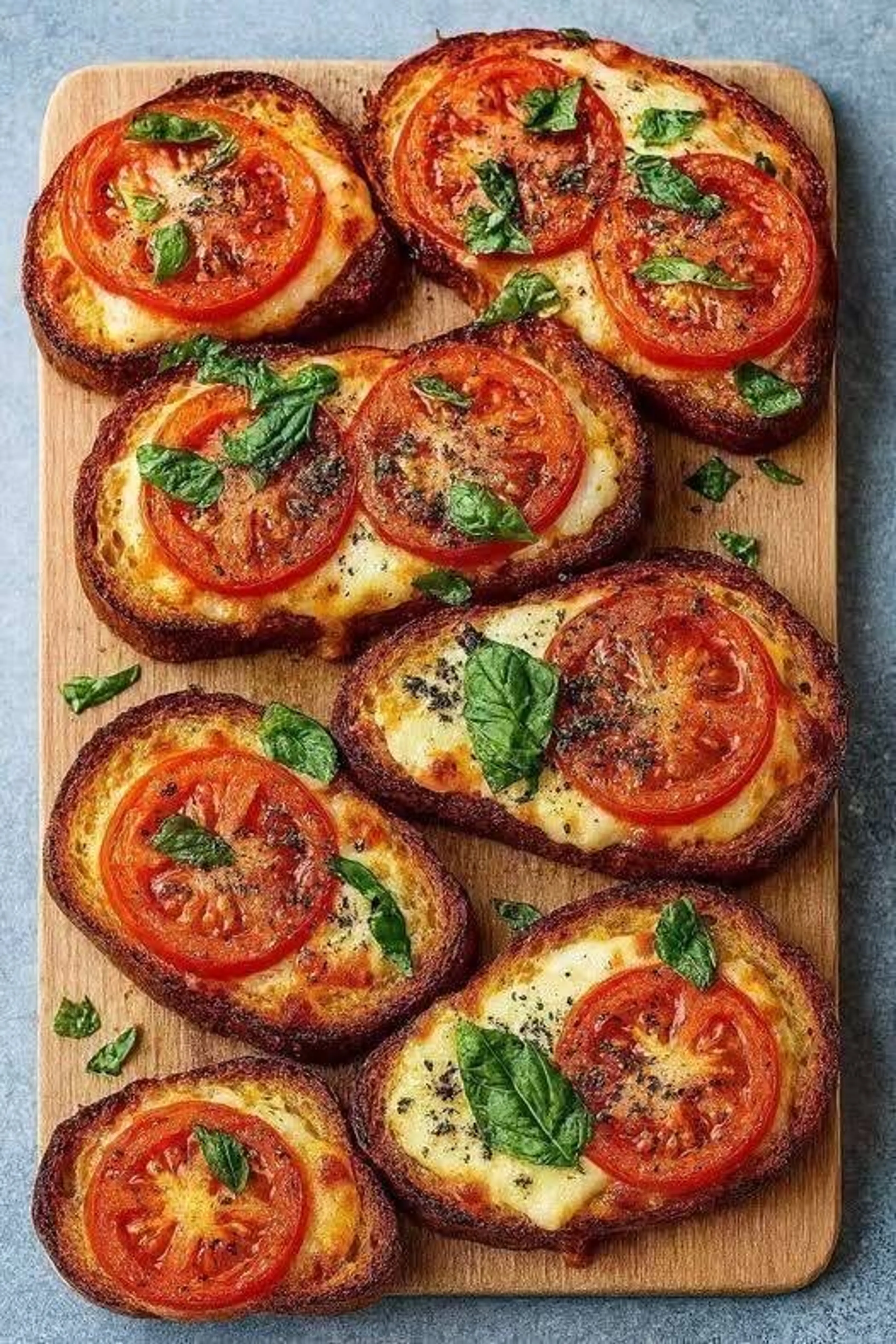 Tomato Basil Mozzarella Toasts